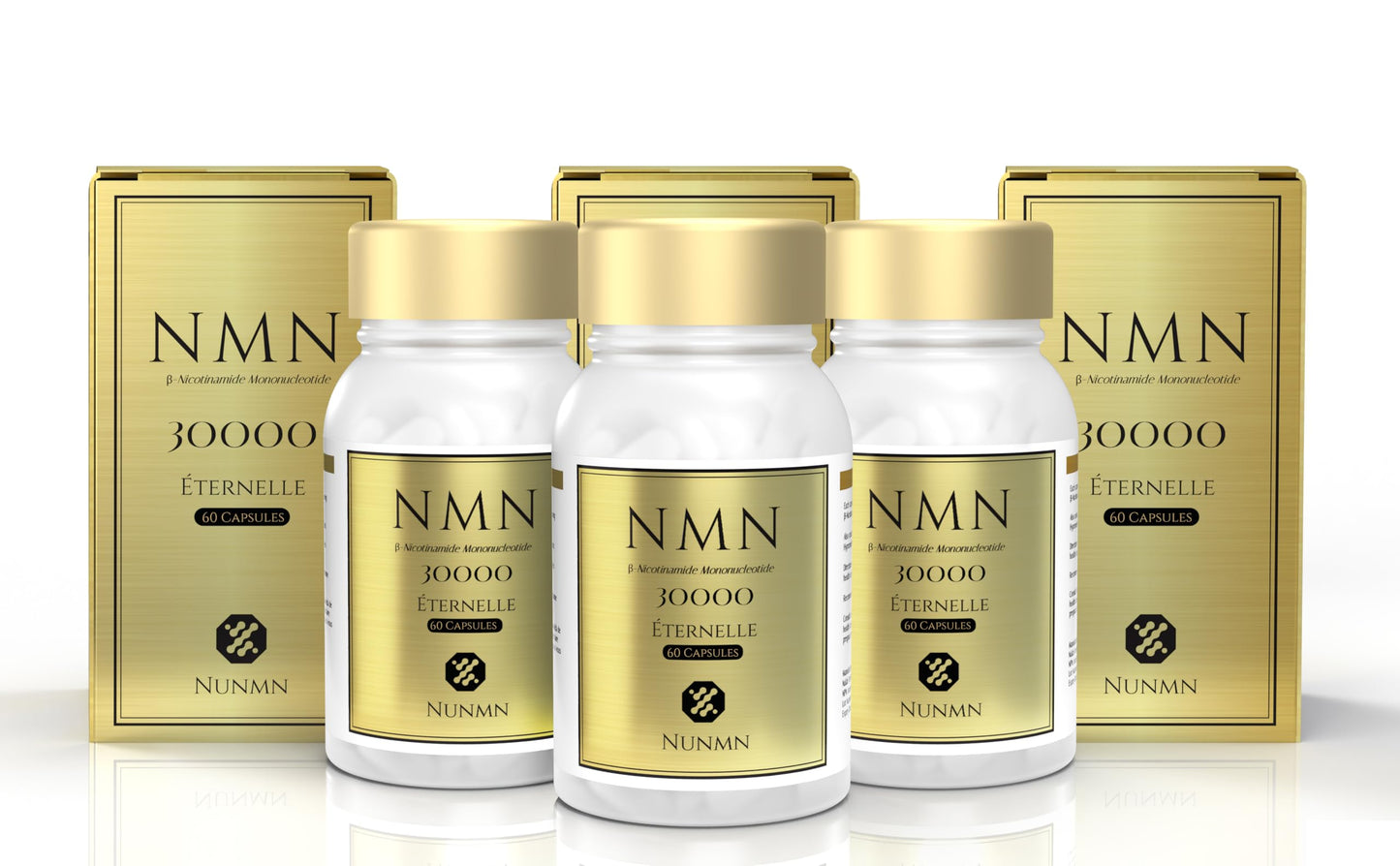 NUNMN NMN 30000 Éternelle β-Nicotinamide Mononucleotide Supplement 60 Capsules