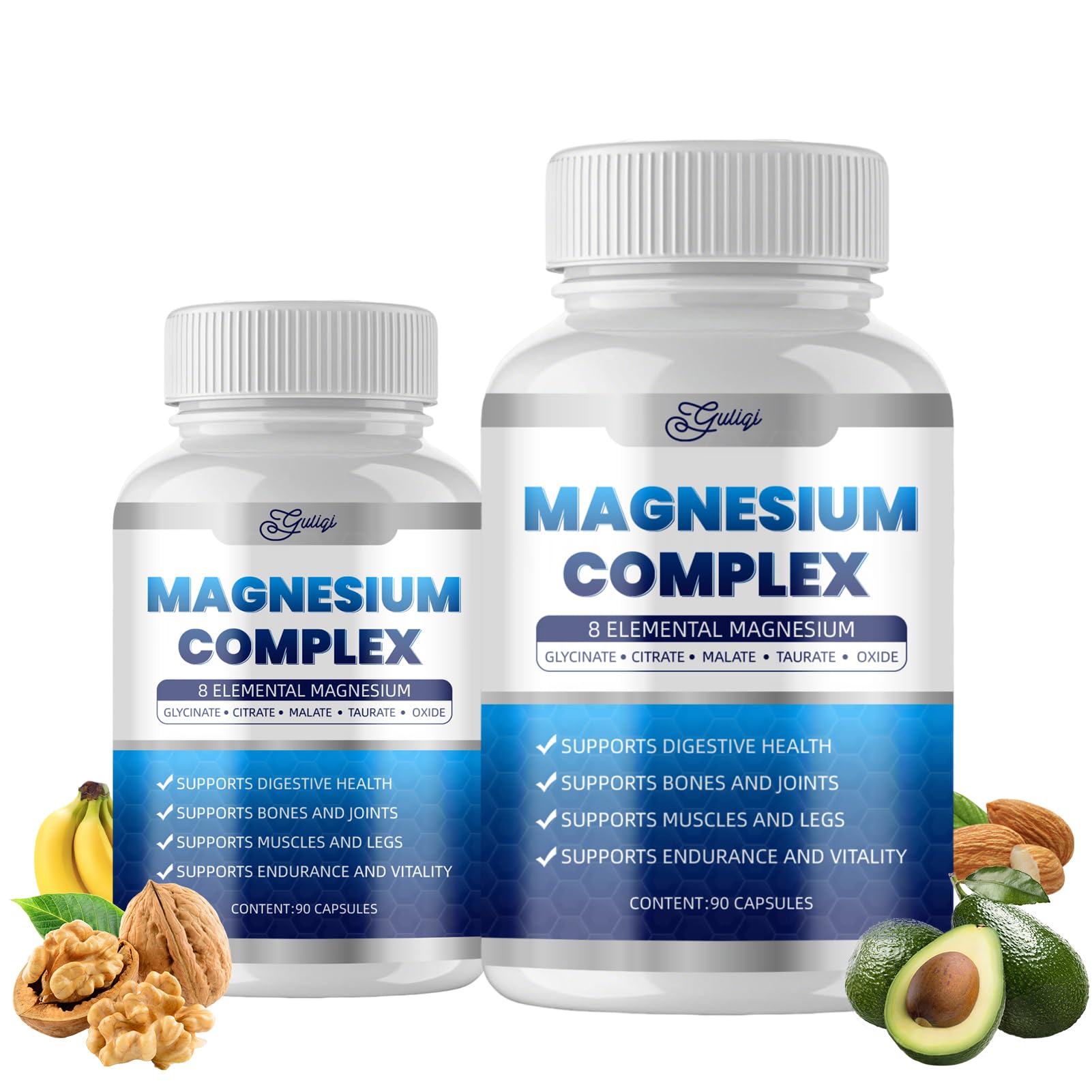 Guliqi Magnesium Complex 8-Elemental Magnesium 1000mg, 90 Capsules