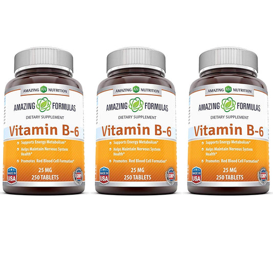 Amazing Formulas Vitamin B6 Pyridoxine 25mg Tablet, 1 Count