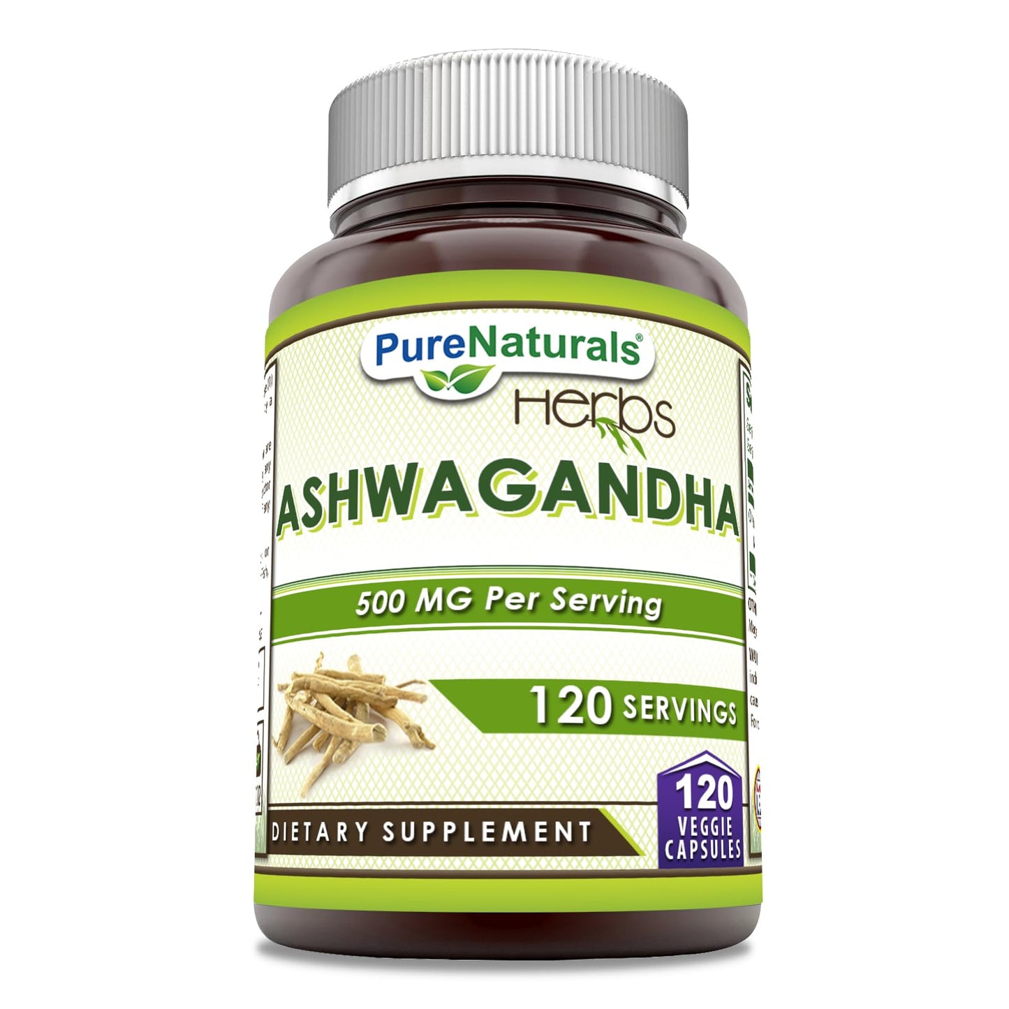 Pure Naturals Ashwagandha 500 Mg per Serving 120 Veggie Capsules