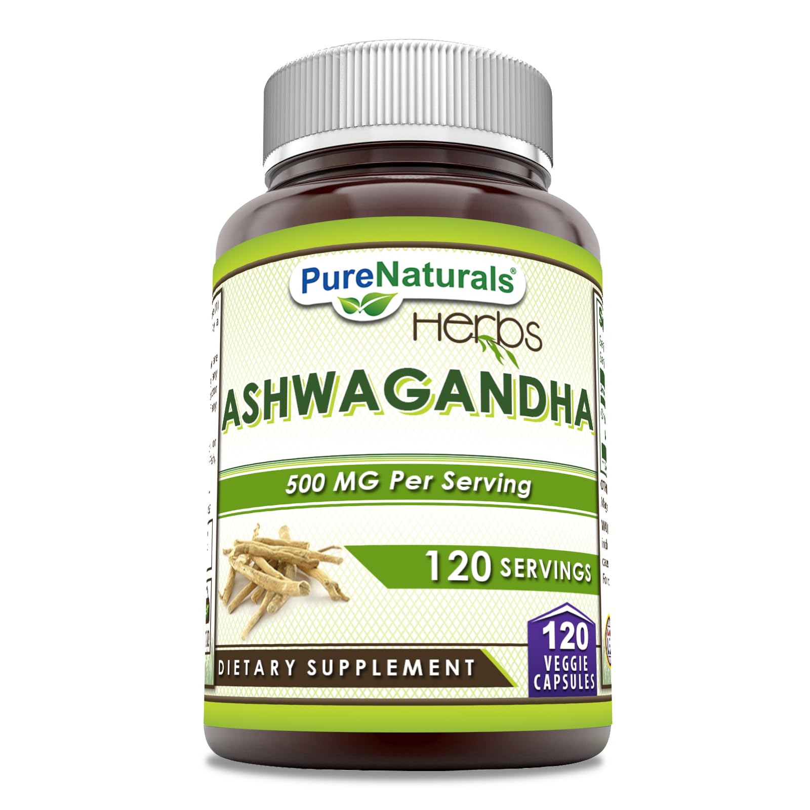 Pure Naturals Ashwagandha 500 Mg per Serving 120 Veggie Capsules
