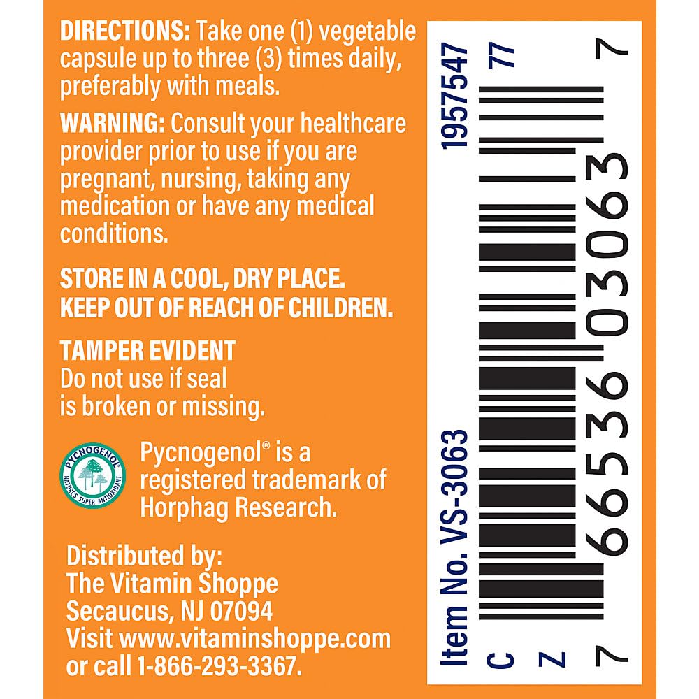 The Vitamin Shoppe Pycnogenol 100mg Capsules, 30 Count