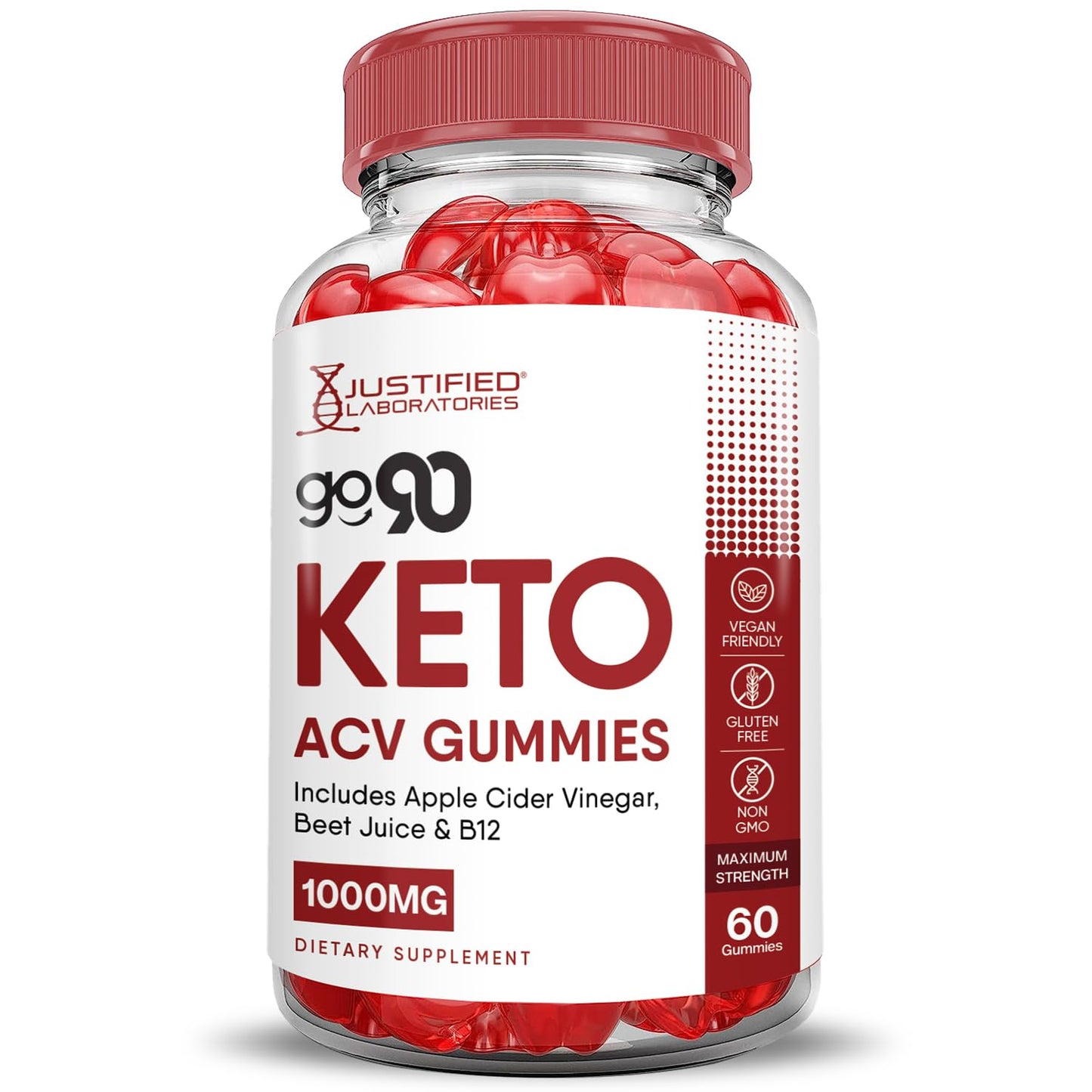Justified Laboratories Go 90 Keto ACV Gummies Advanced Formula 1000MG, 120 Gummies