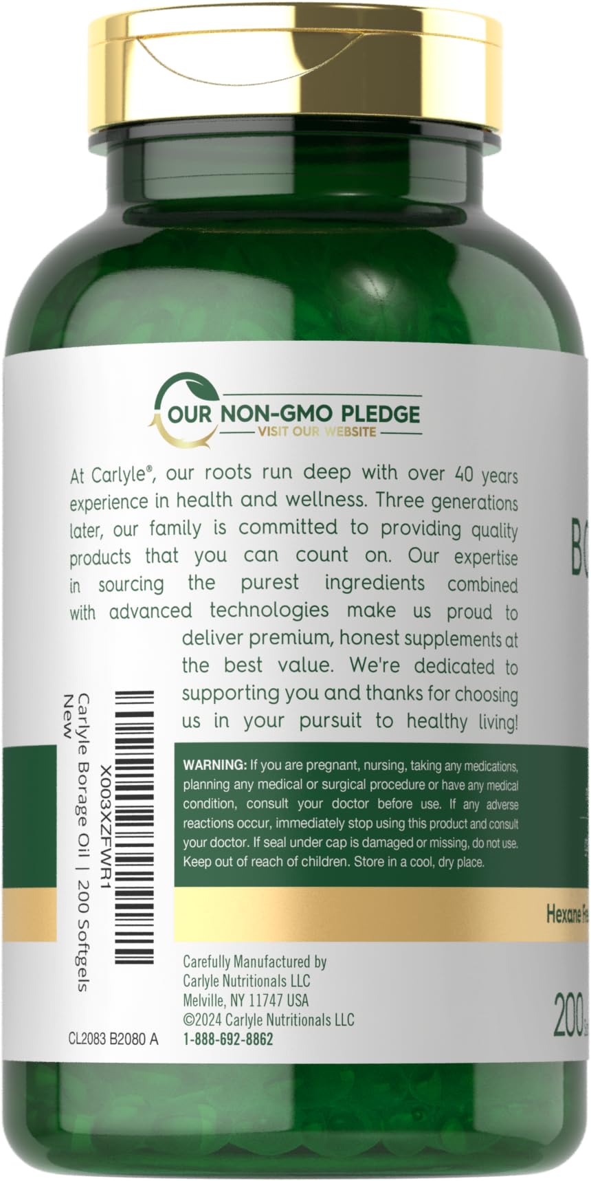 Carlyle Borage Oil Supplement Softgel 200