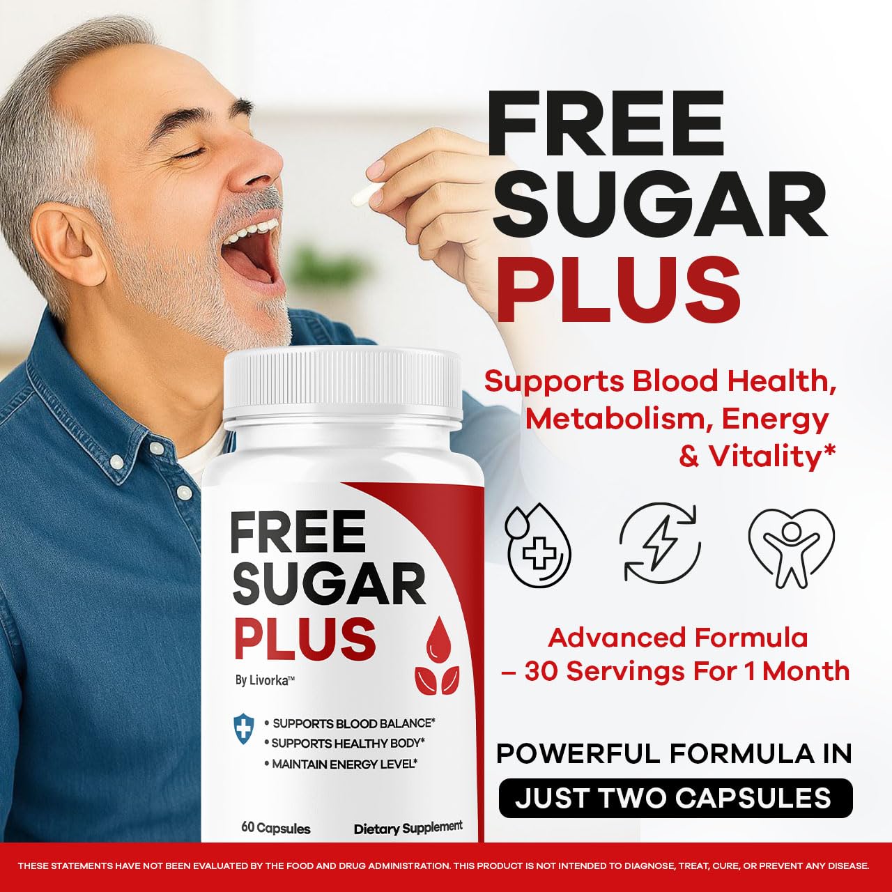 LIVORKA Free Sugar Plus Capsules, 60 Count