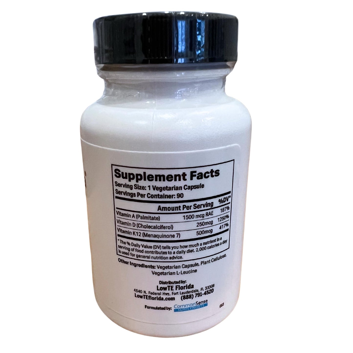 LowTE Florida ADK 10-90 Capsules Vitamin D3 K2 & A, 90 Capsules