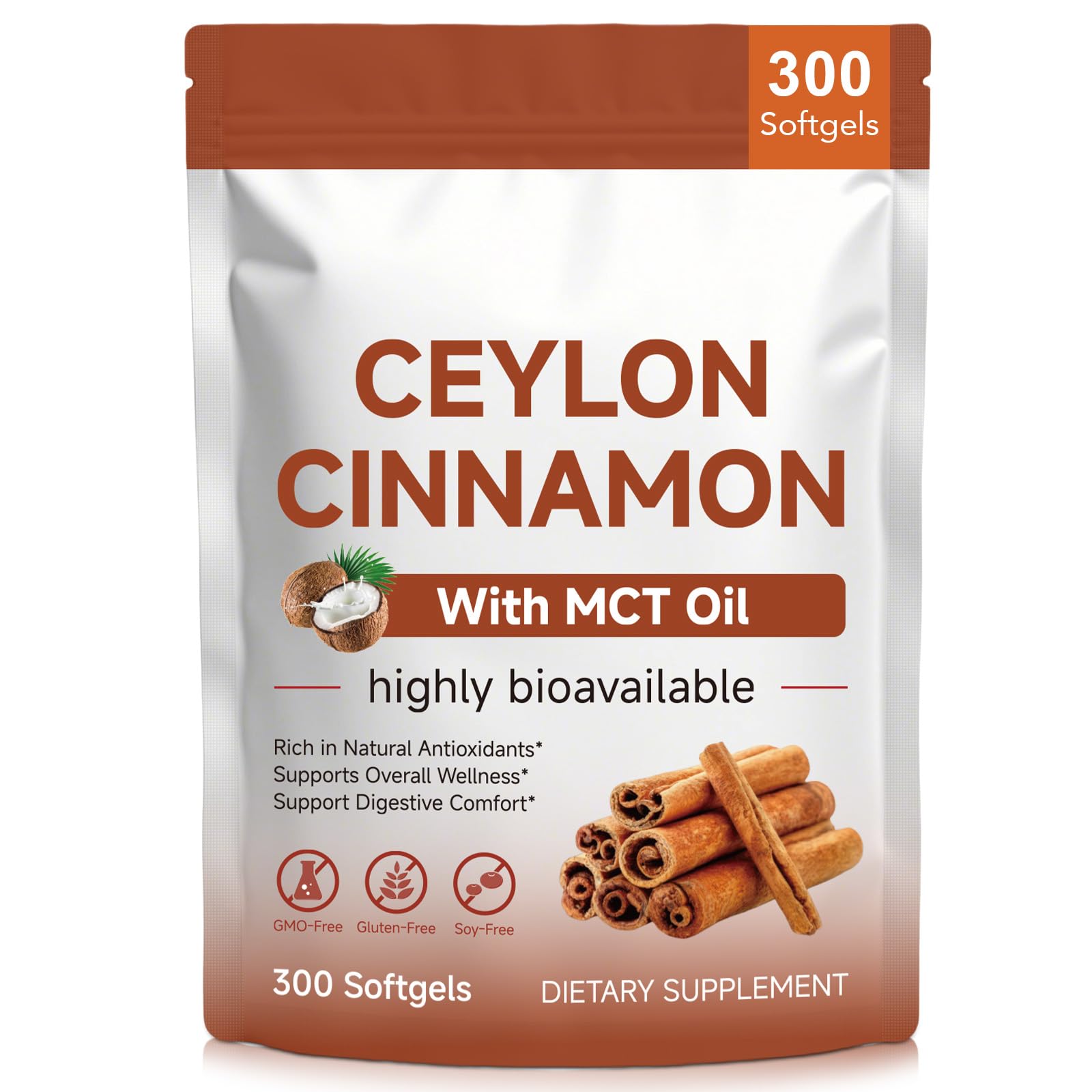 FANSHI Ceylon Cinnamon Softgels with MCT Oil 300 Capsules