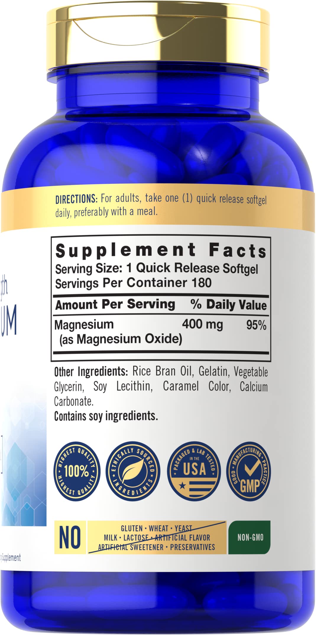 Carlyle Magnesium Oxide 400mg Softgels 180 Count