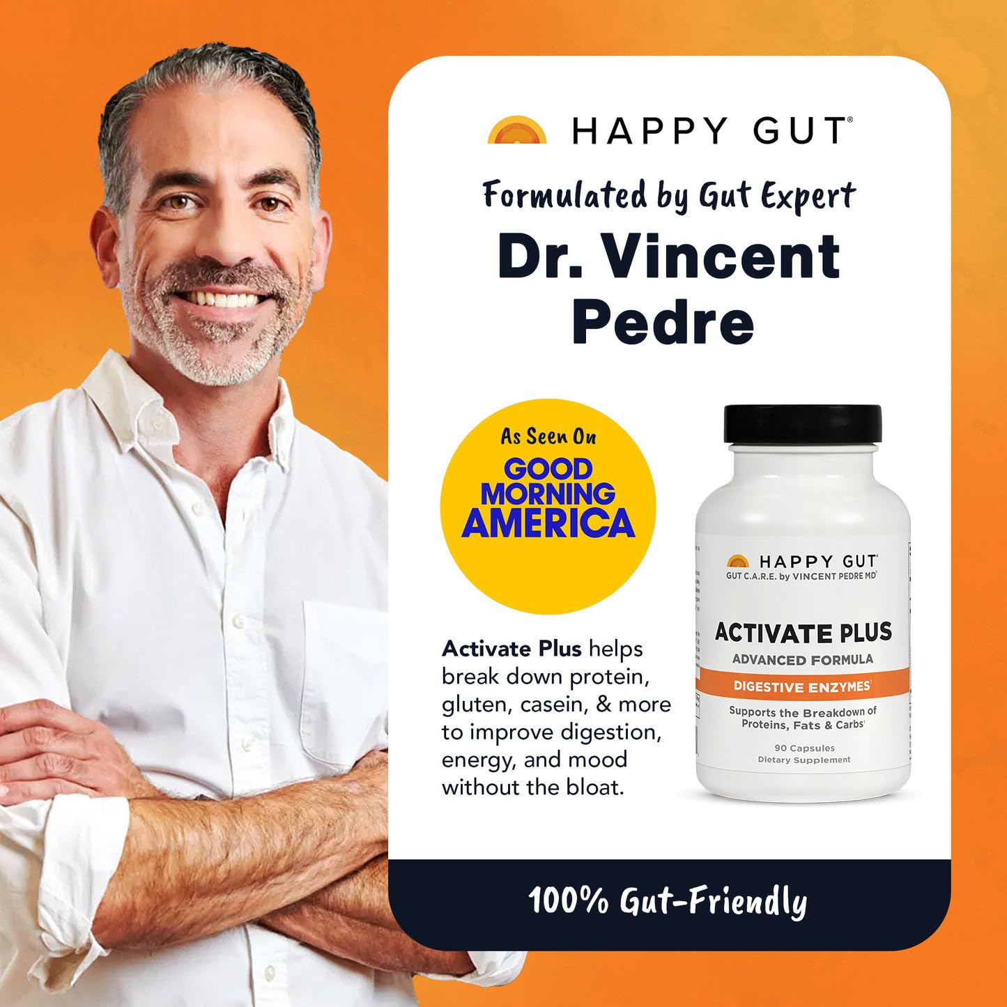 Happy Gut Activate Plus Doctor-Formulated Digestive Enzymes Gut Balance, 90 Capsules