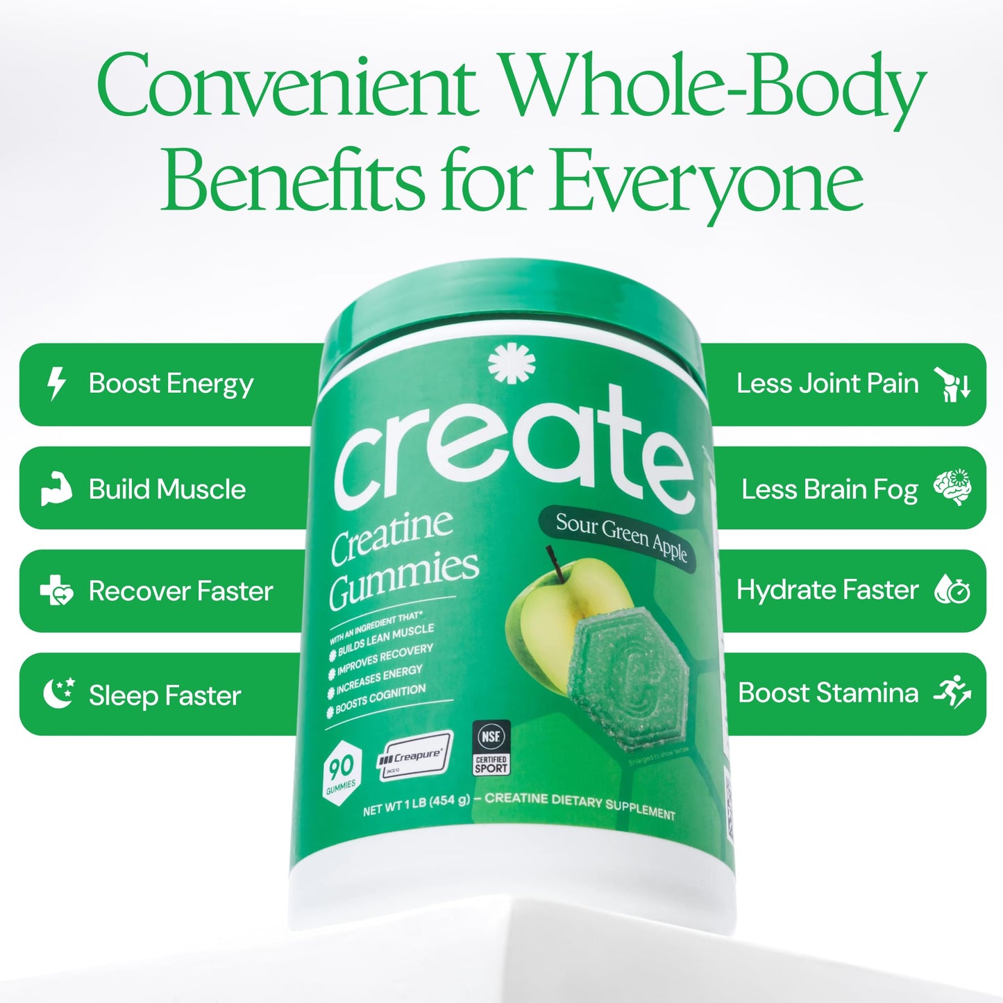 Create Creatine Monohydrate Gummies, 90 Count