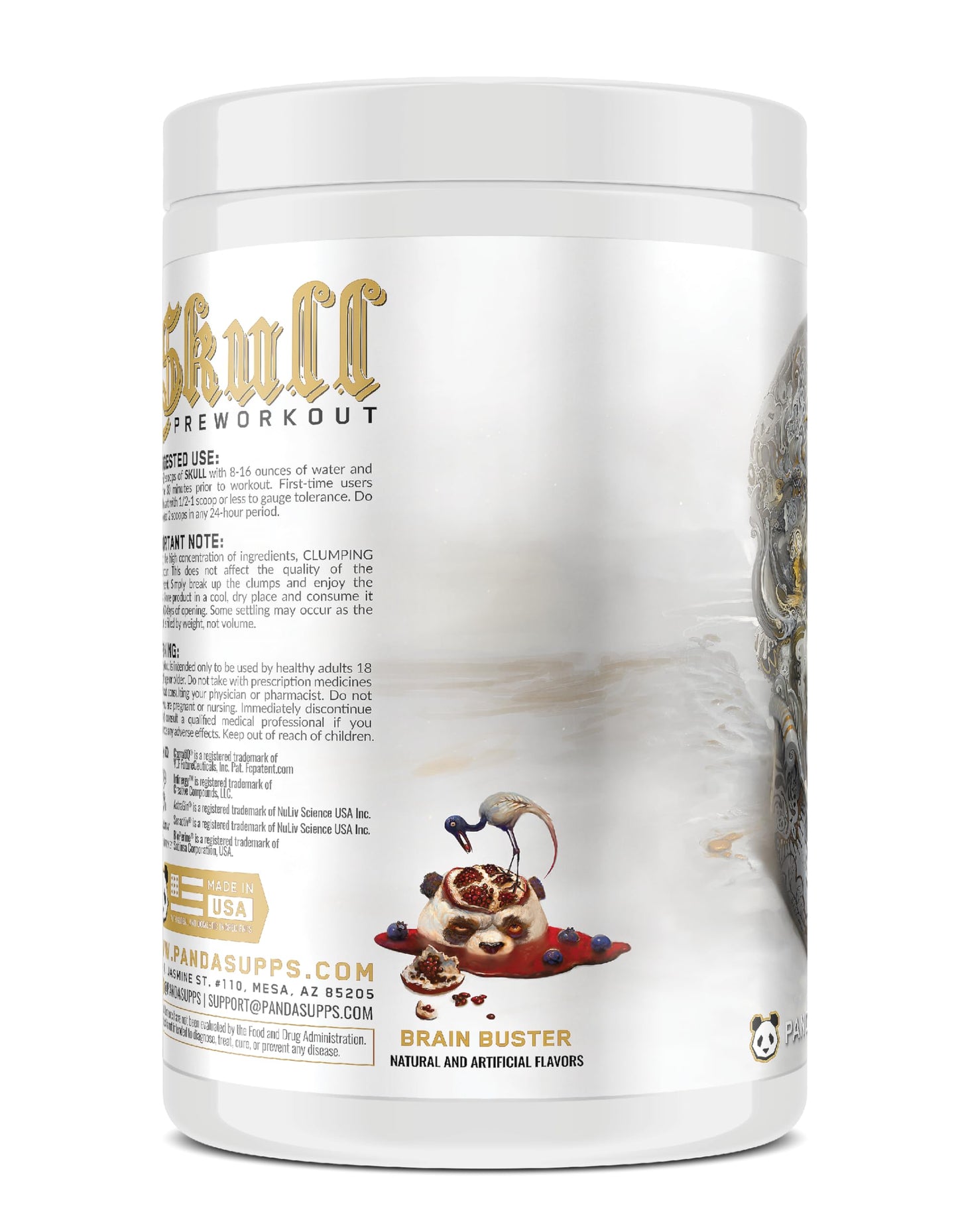 Underground Bio Labs Skull High Stim Nootropic Pre-Workout Powder 14.81 oz Brain Buster Blueberry Pomegranate