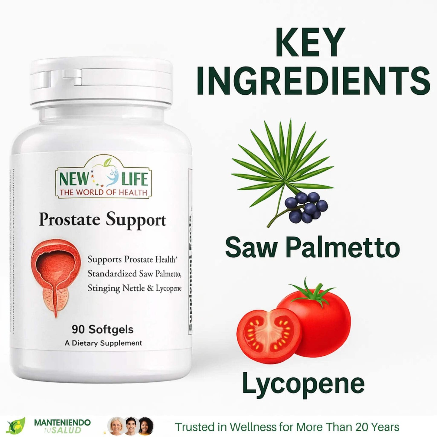 Manteniendo Tu Salud New Life Prostate Support Prostate Health Saw Palmetto Softgels 90 Count