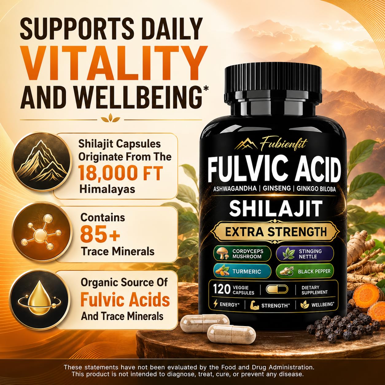 Razuhu Premium Shilajit Capsules - Shilajit for Men, 120 Capsules