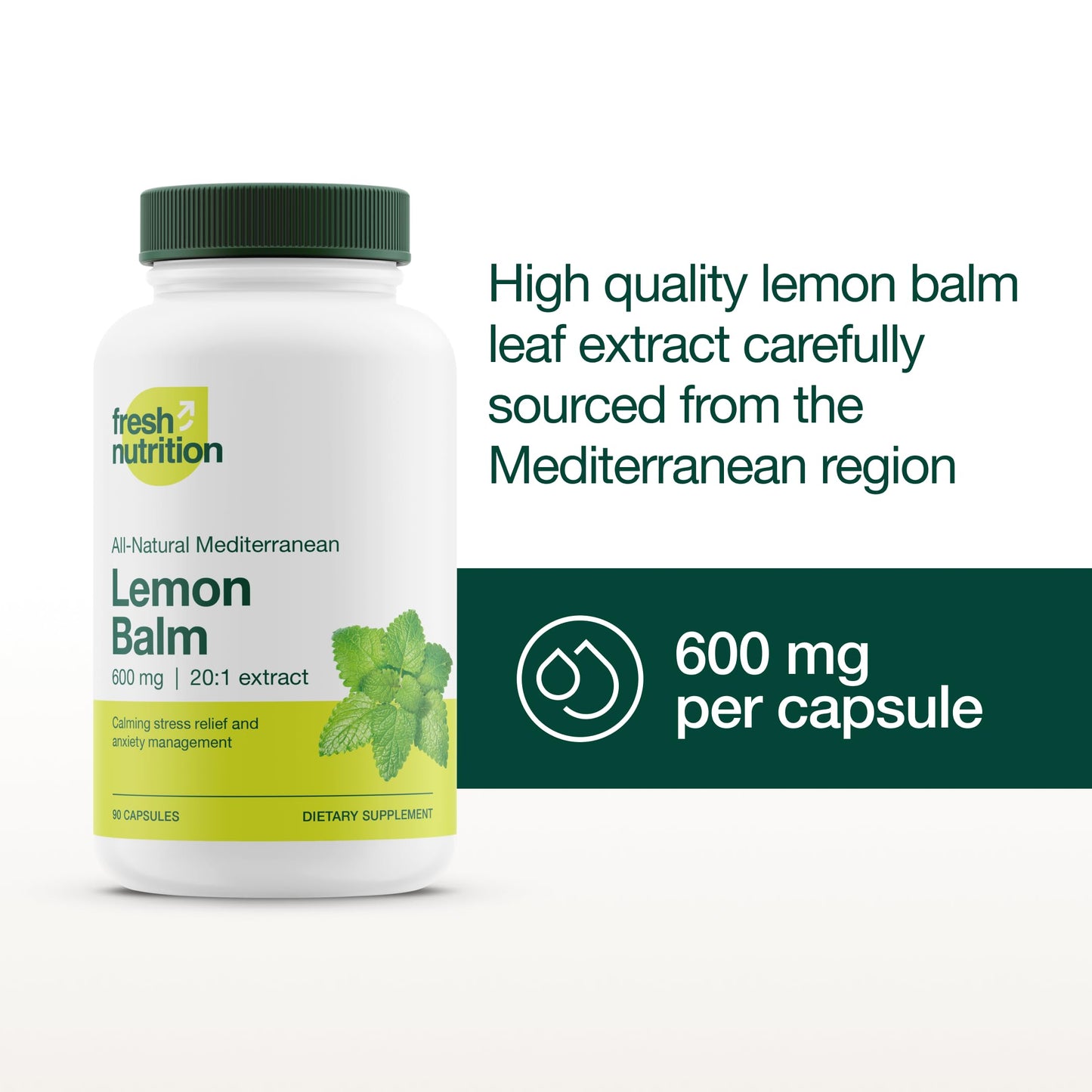 Fresh Nutrition Lemon Balm Extract Capsules 90 Count