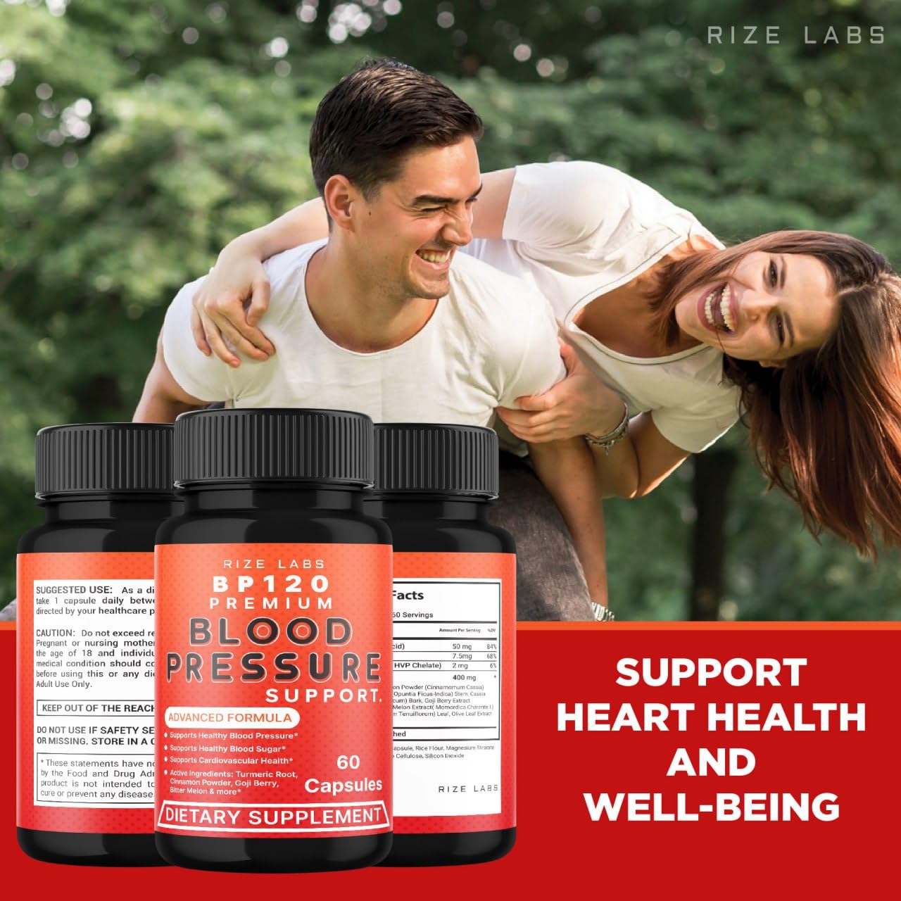 Rize Labs BP120 Premium Dietary Supplement Capsules 180 Capsules