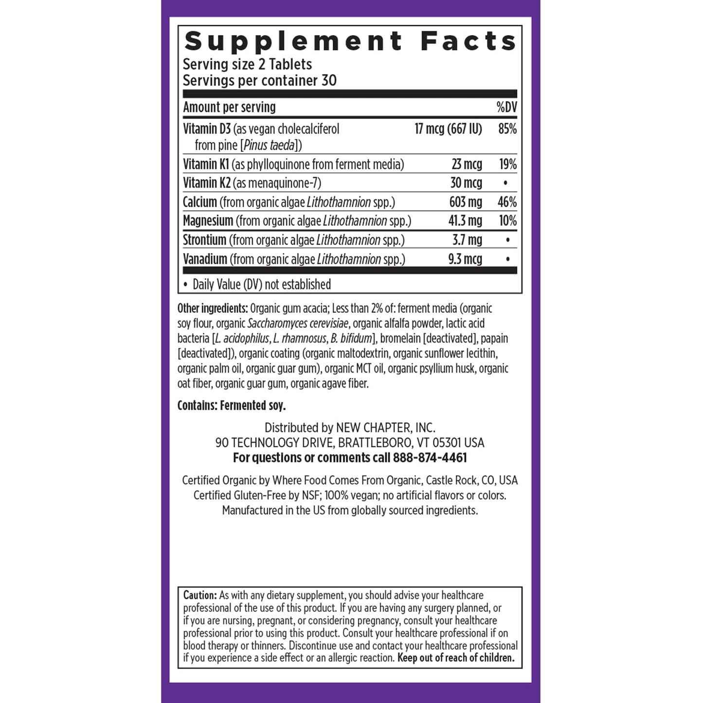 New Chapter Calcium Supplement 60 Tablets