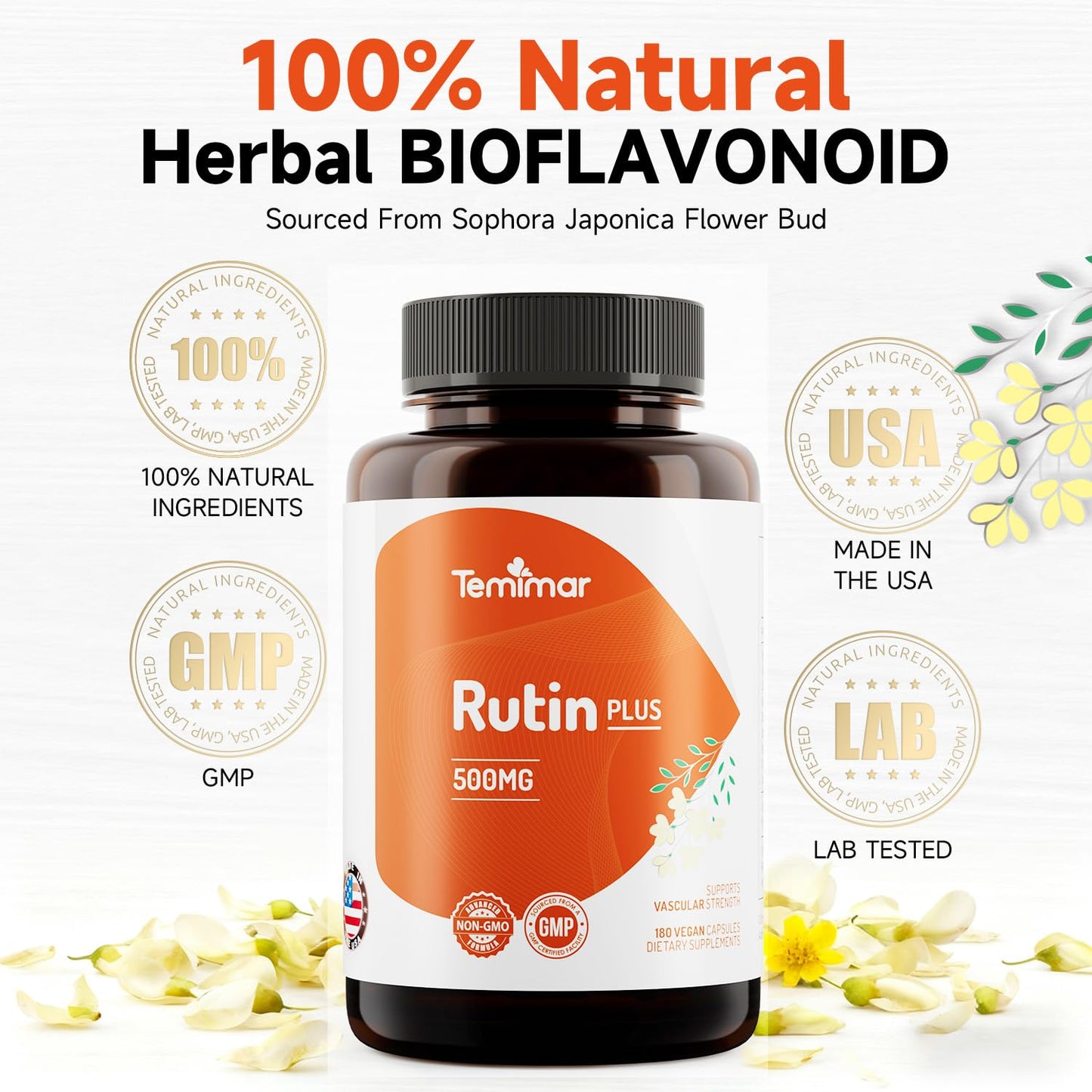 Temimar Rutin 500mg Supplement Capsules, 360 Capsules