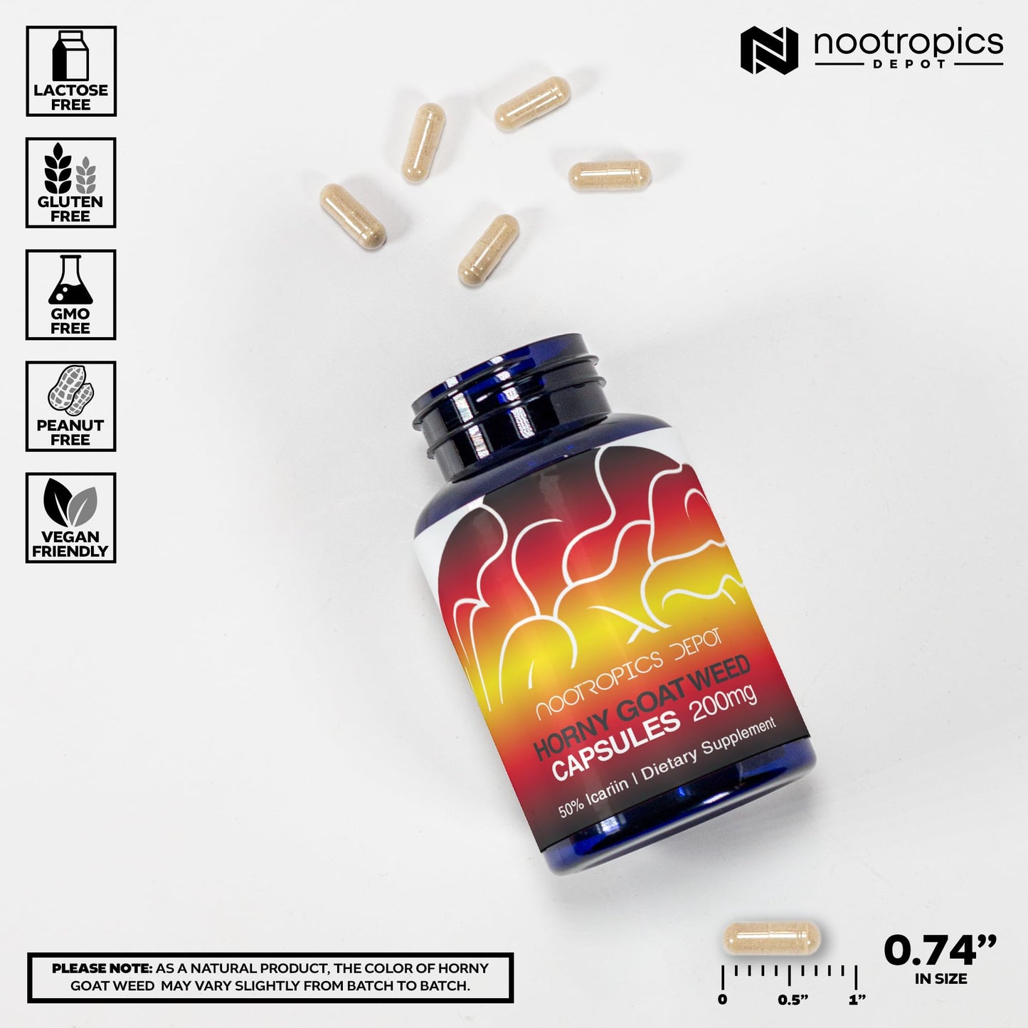 Nootropics Depot Horny Goat Weed 200mg Capsules, 90 Count