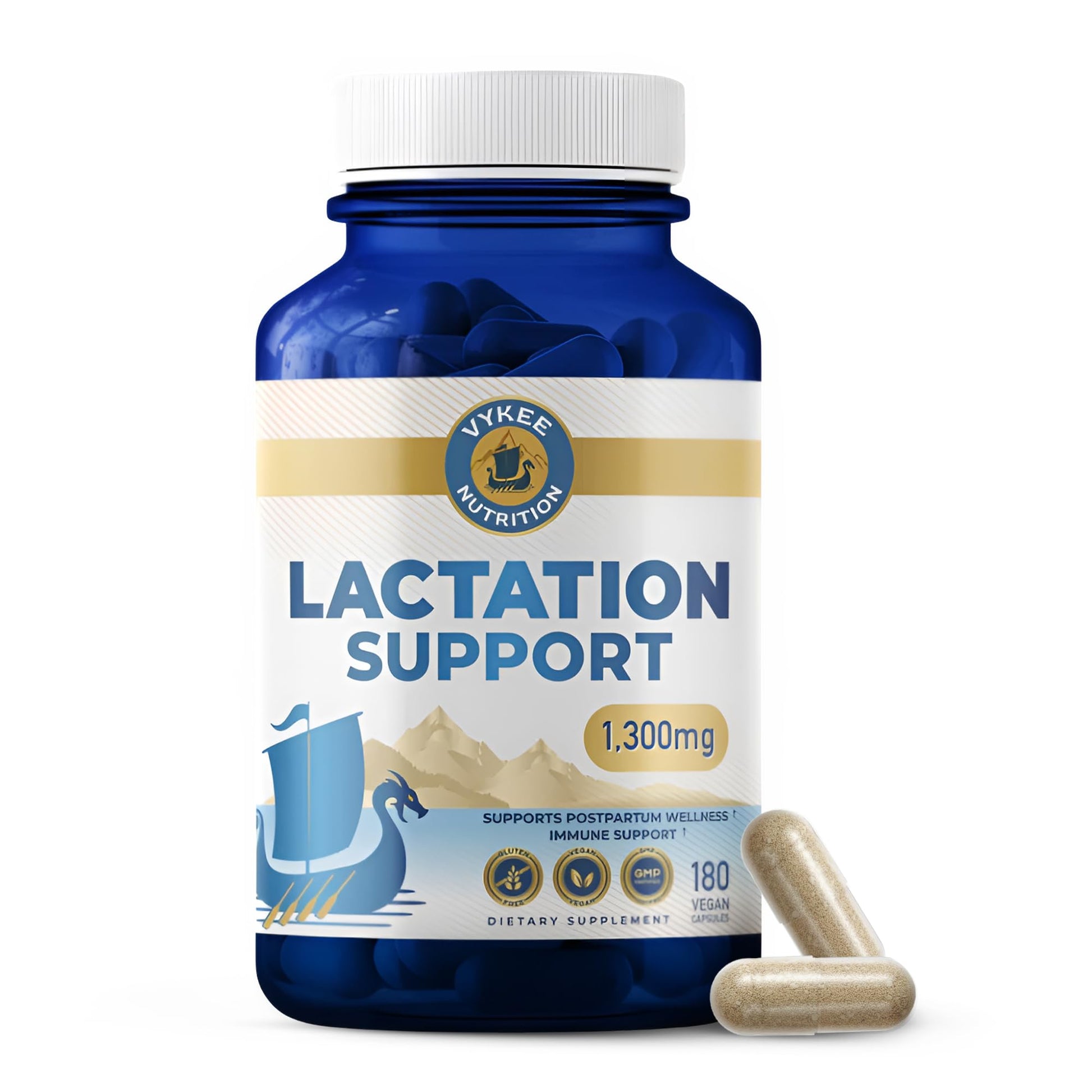 Vykee Nutrition Lactation Support 1300mg Herbal Milk Production Supplement Capsule 180 Count