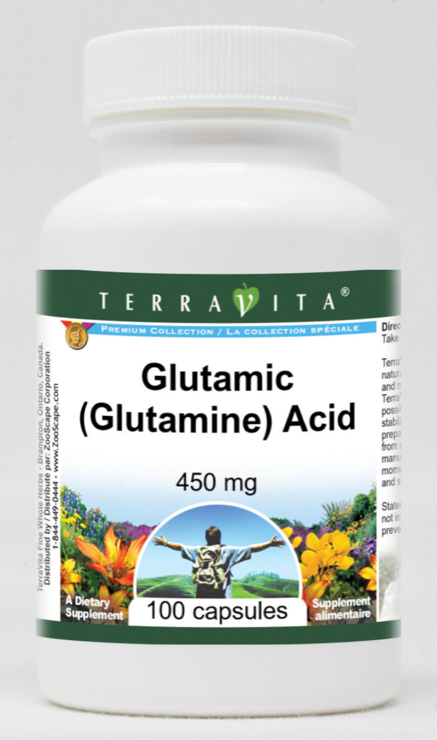 Terravita L-Glutamine 450 mg Capsules, 100 Count