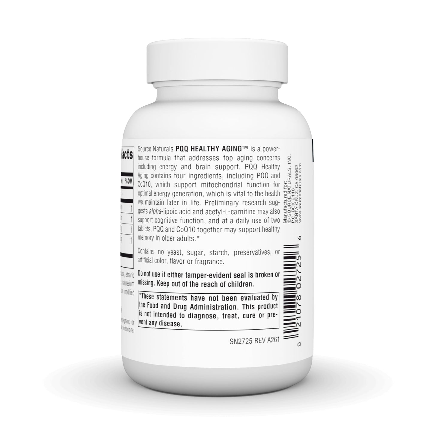 Source Naturals PQQ Healthy Aging, for Mitochondrial Energy & Brain Support, 10 mg, 60 Tablets