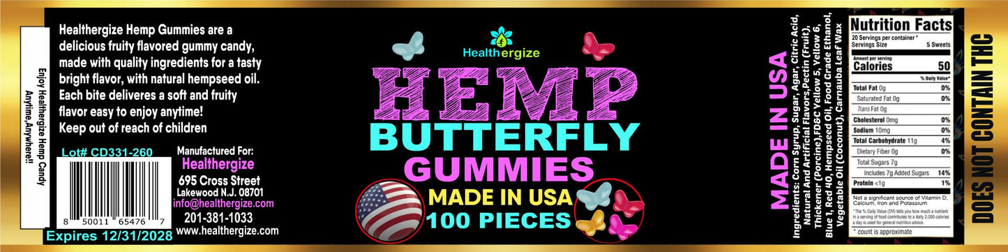 Healthergize Hemp Gummies for Sleep Natural Hempseed Oil Gummy, 100 Count