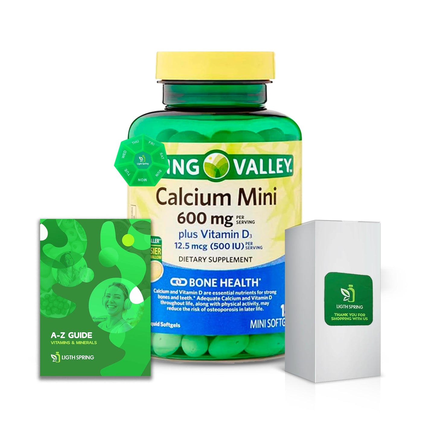 LightSpring Calcium 600mg Plus Vitamin D3 Softgels, 150 Count