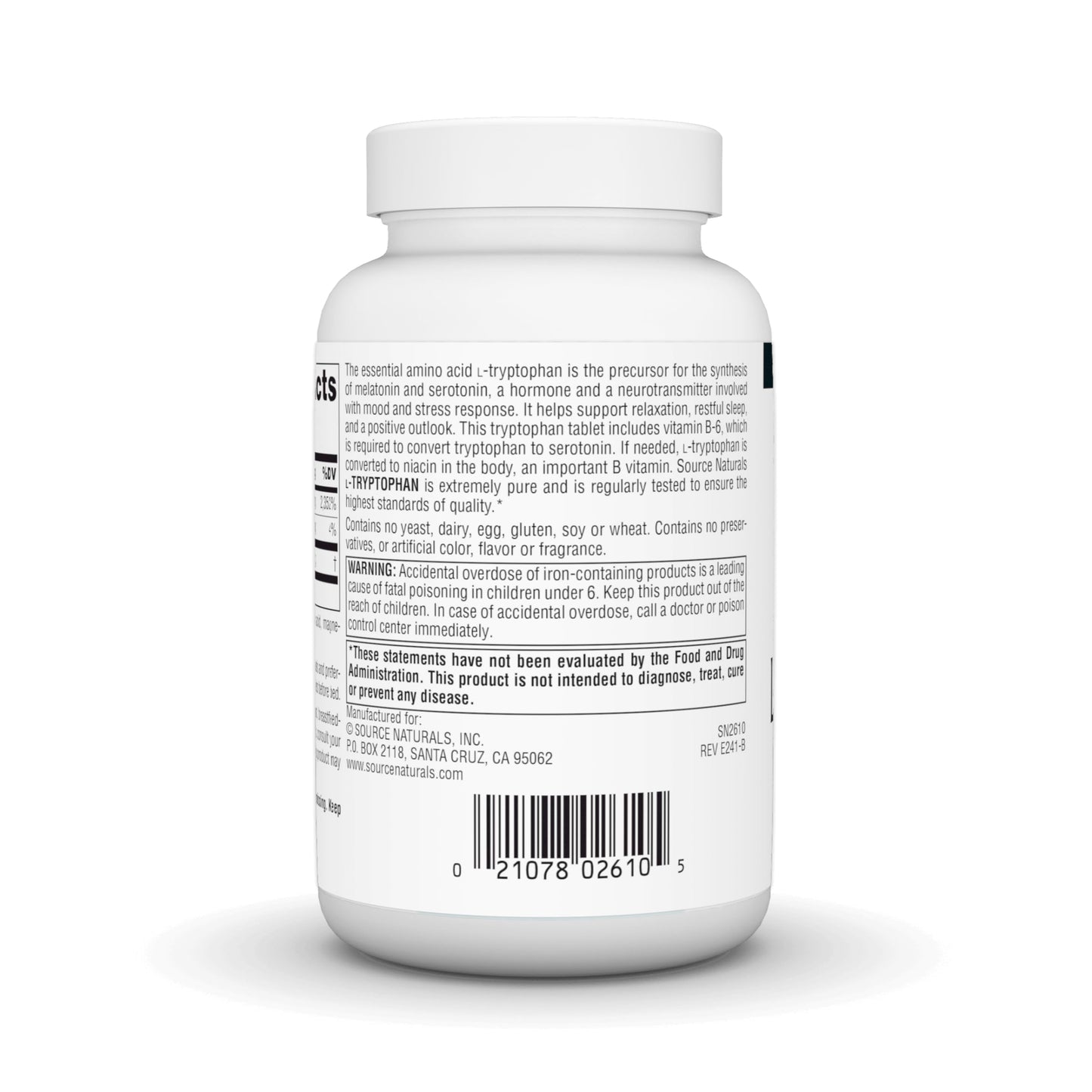 Source Naturals L-Tryptophan with Vitamin B-6 Support Mood, Relaxation and Sleep, 1000 mg, 90 Tablets