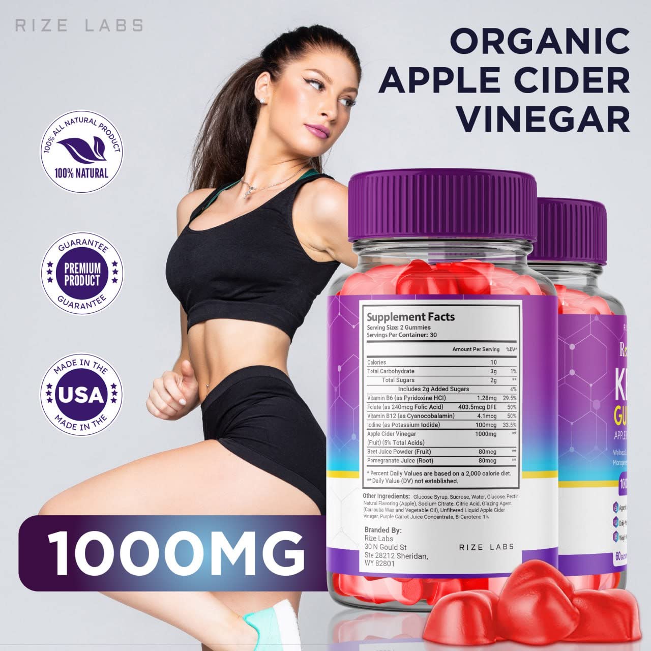 Rize Labs Real Vita Keto ACV Gummies for Weight Loss Management Support, Apple Cider Vinegar Gummies, 120 Gummies