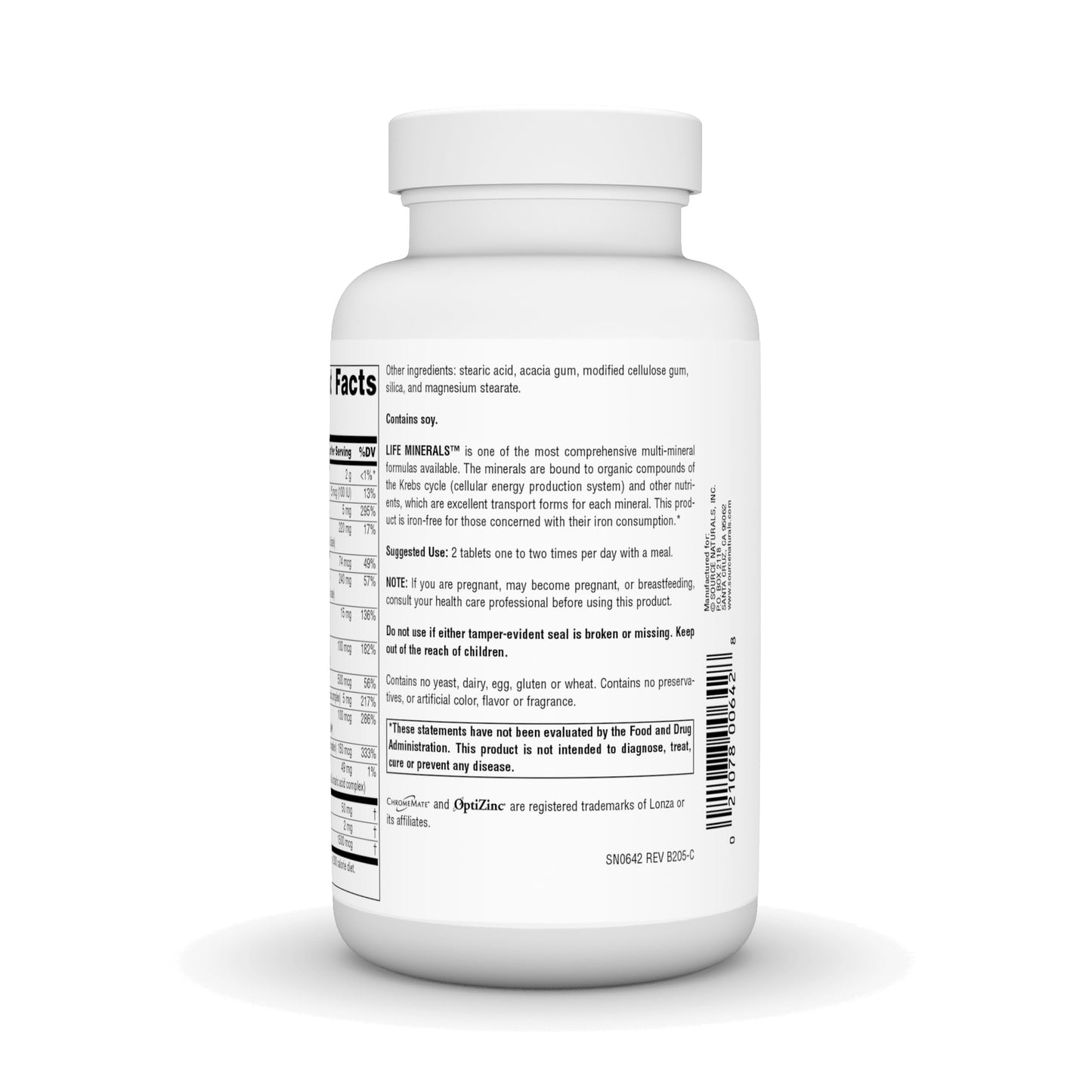 Source Naturals High Bioactivity Life Minerals, Iron Free - Krebs Cycle Multi-Mineral Complex 120 Tablets