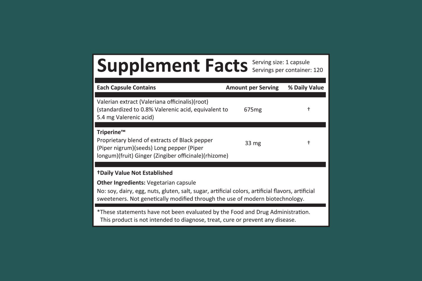 Harmony Nutraceuticals Valerian Capsules 120 Count