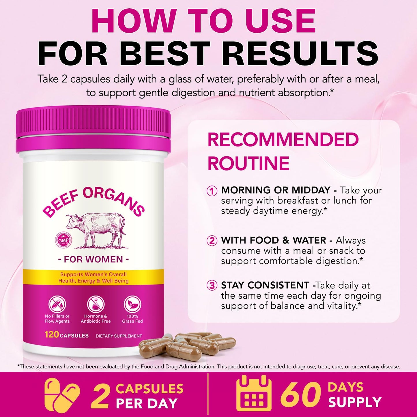 VEGONAUD Beef Liver Capsules, 120 Count