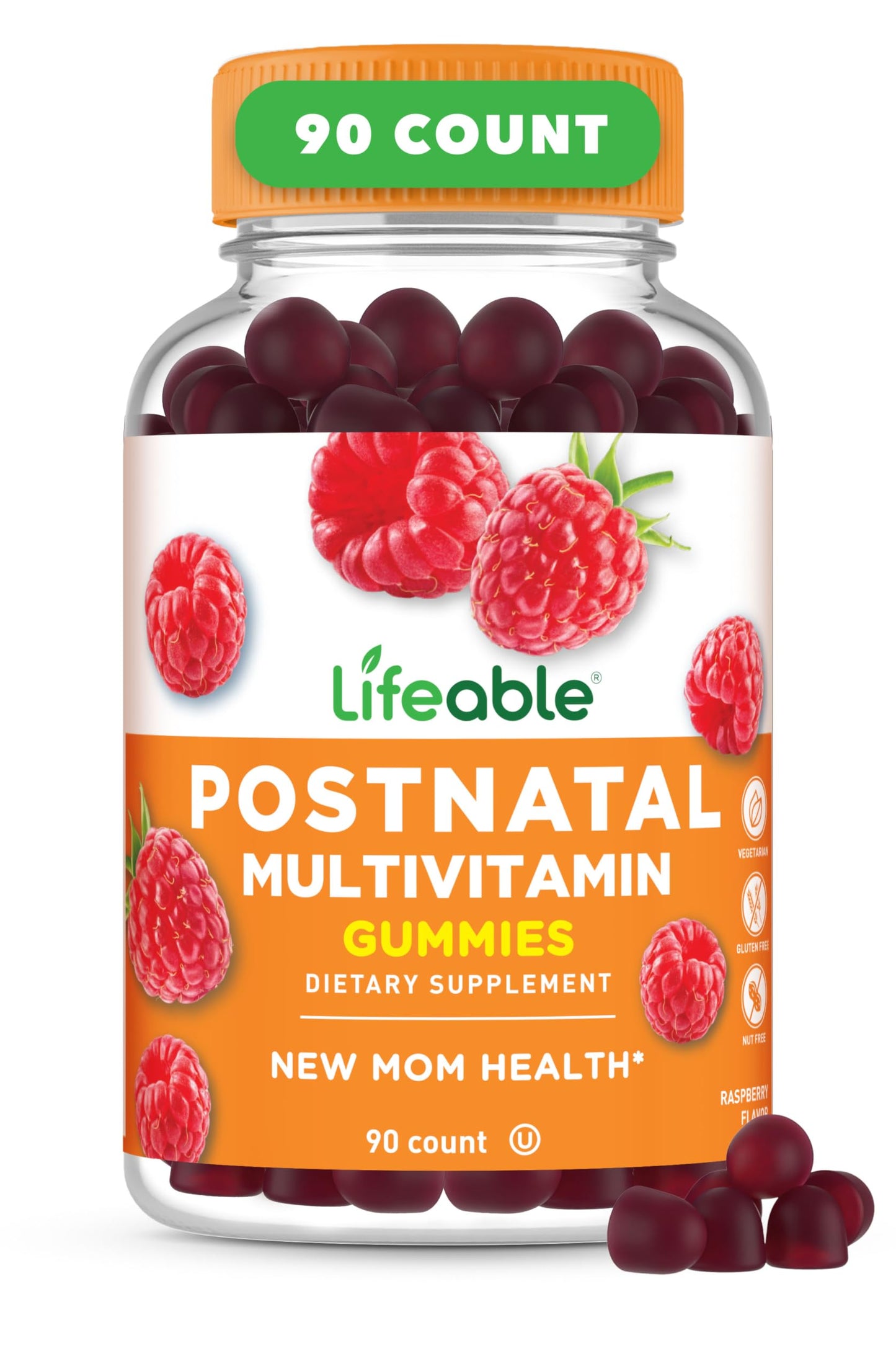 Lifeable Postnatal Multivitamin with Iron, Choline and Iodine Gummies, 90 Count