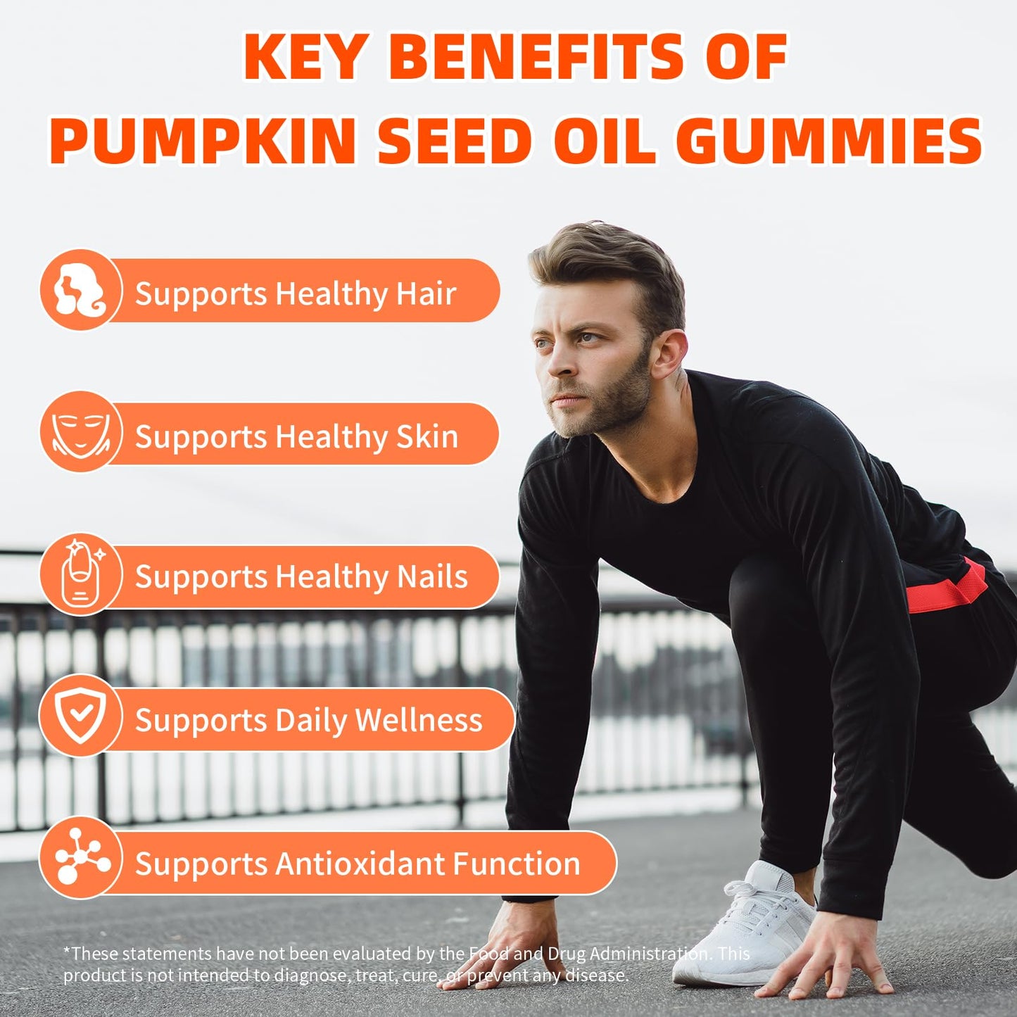 Mchokuu Pumpkin Seed Oil Supplement Gummies with Saw Palmetto for Hair Growth & Skin Health Support, 120 Count