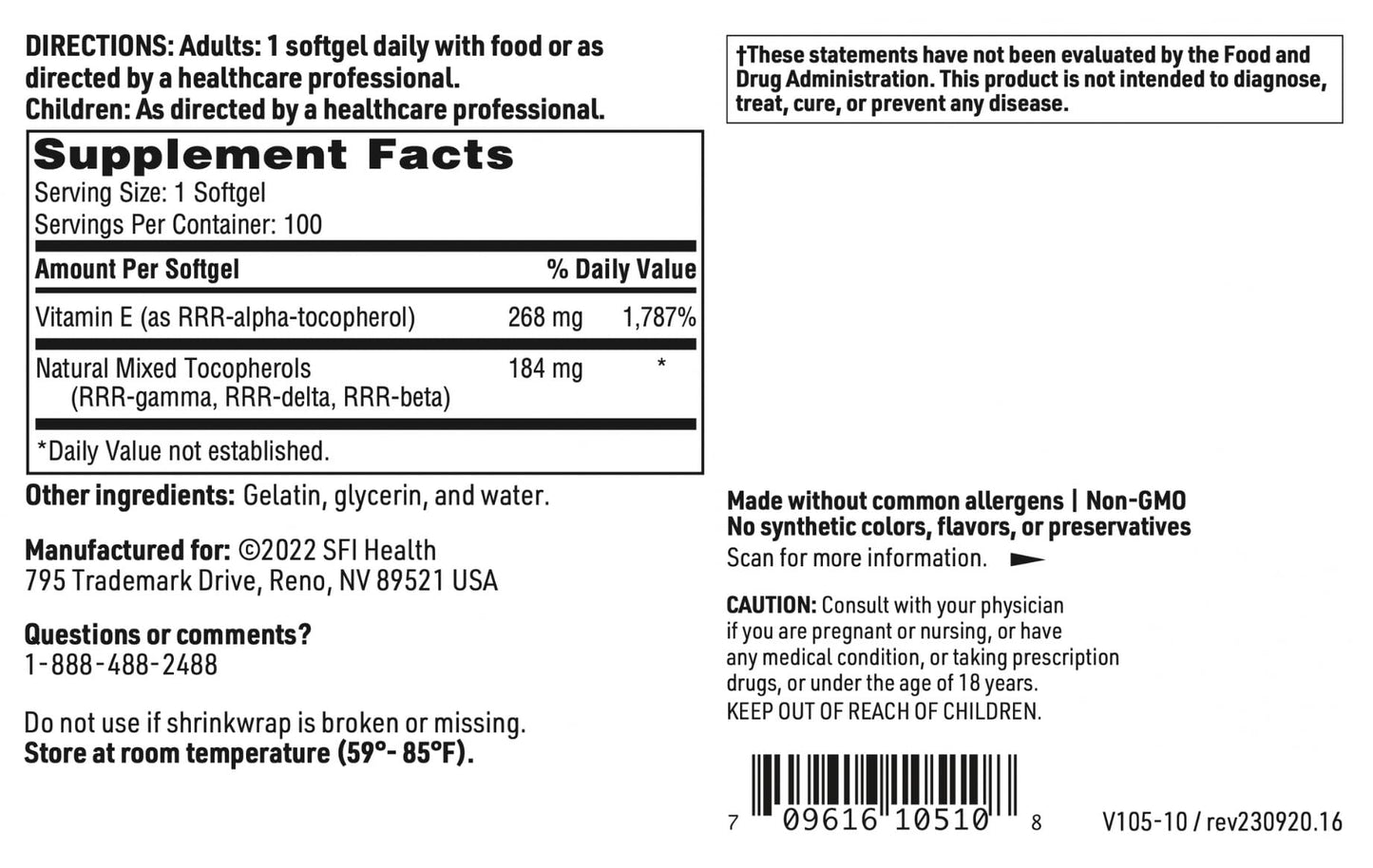 SFI Health Pure-E Softgels 100 Count