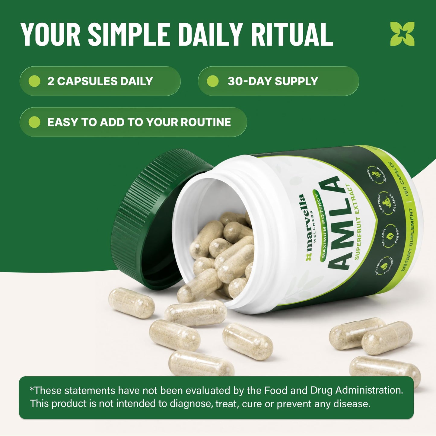 Marvella Wellness Organic Amla Capsules 1000mg, 60 Capsules