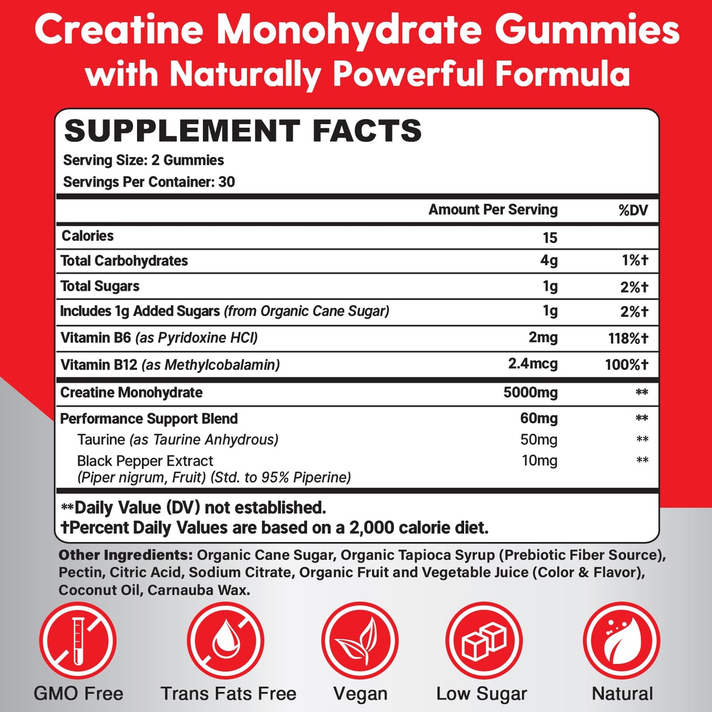 Mightnes Creatine Monohydrate Gummies, 60 Count