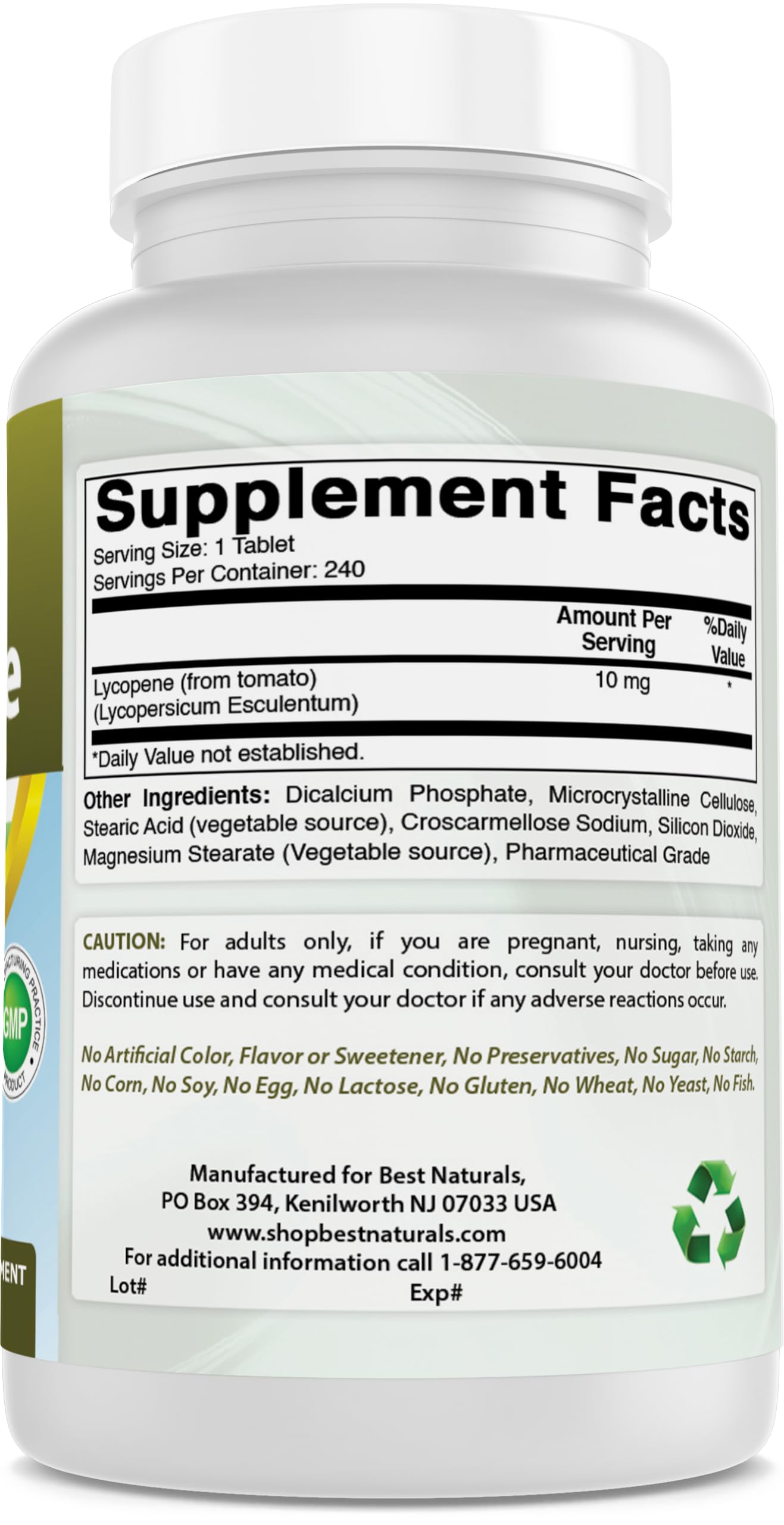 Best Naturals Lycopene Tomato Extract 10 mg 120 Tablets