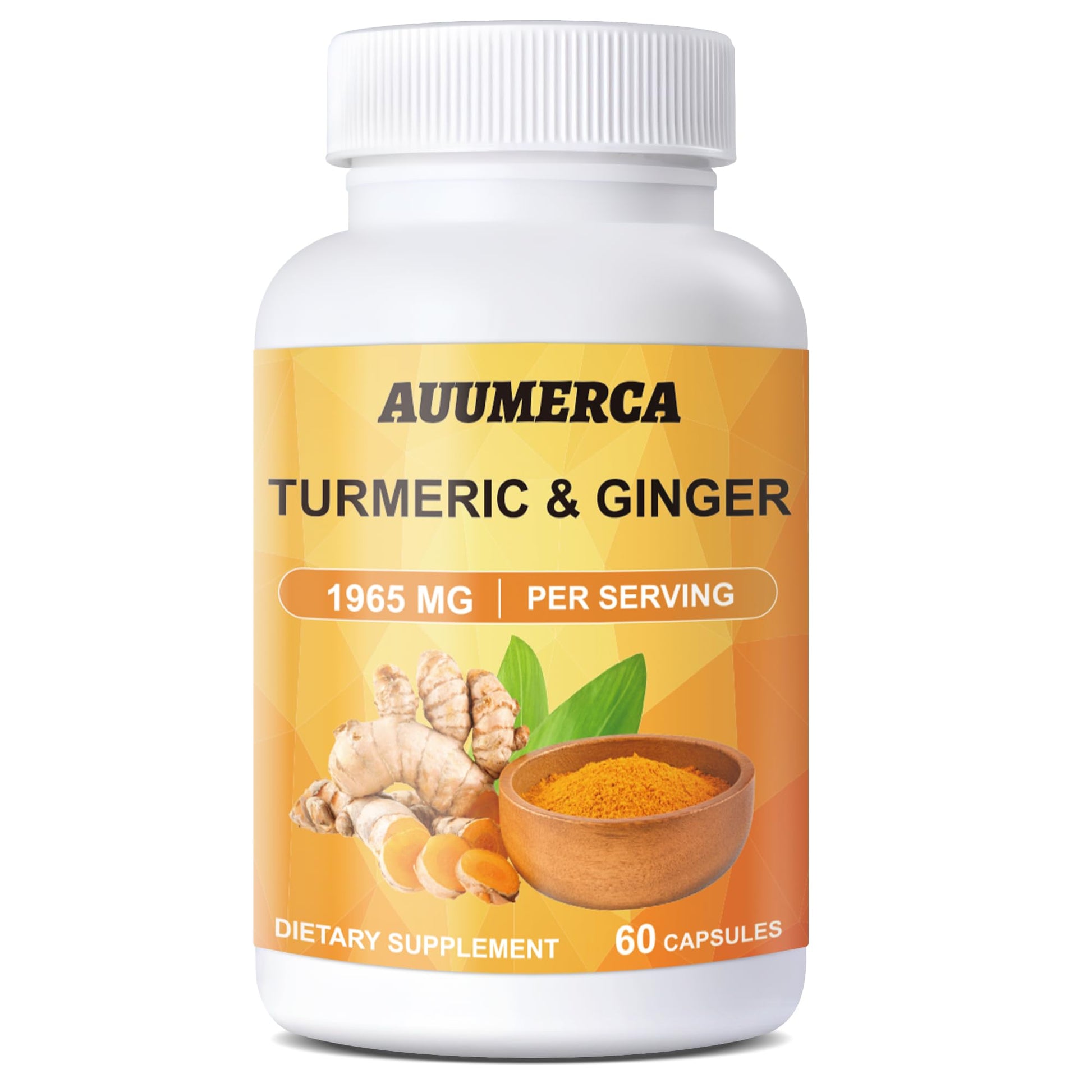 Generic Turmeric Ginger Complex 1500mg Organic Turmeric Root with Curcuminoids, Ginger & Black Pepper Capsules, 60 Count