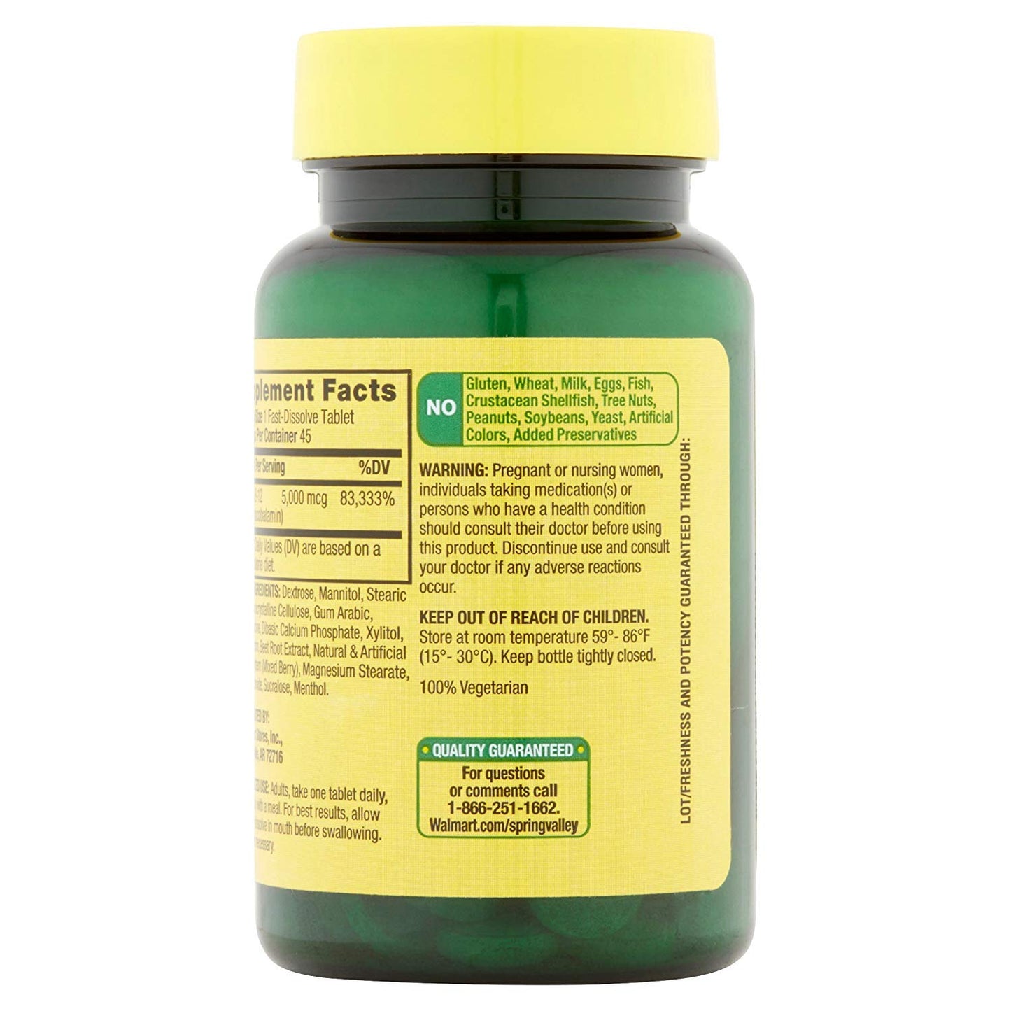 VOZRO Vitamin B12 5000 mcg Tablets, 45 Count