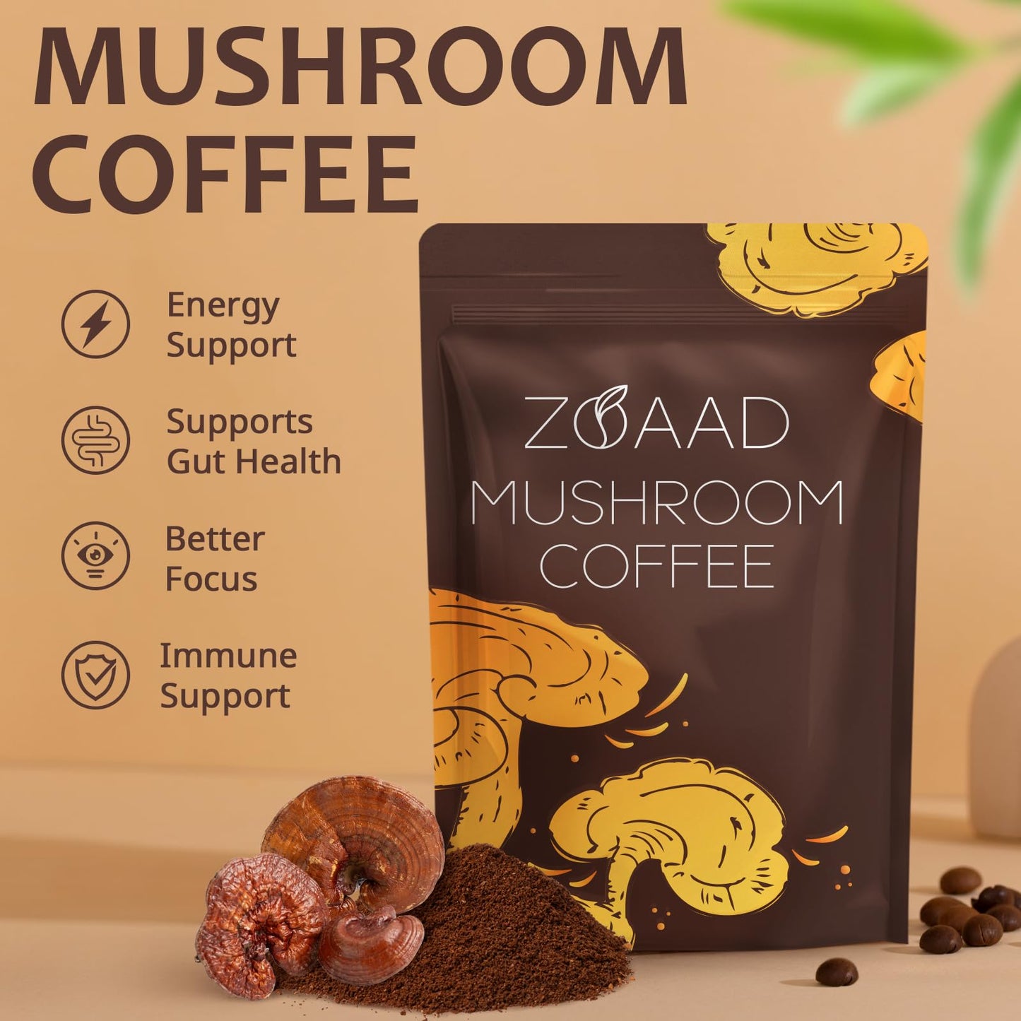ZOAAD Mushroom Coffee Powder, 6.35 oz