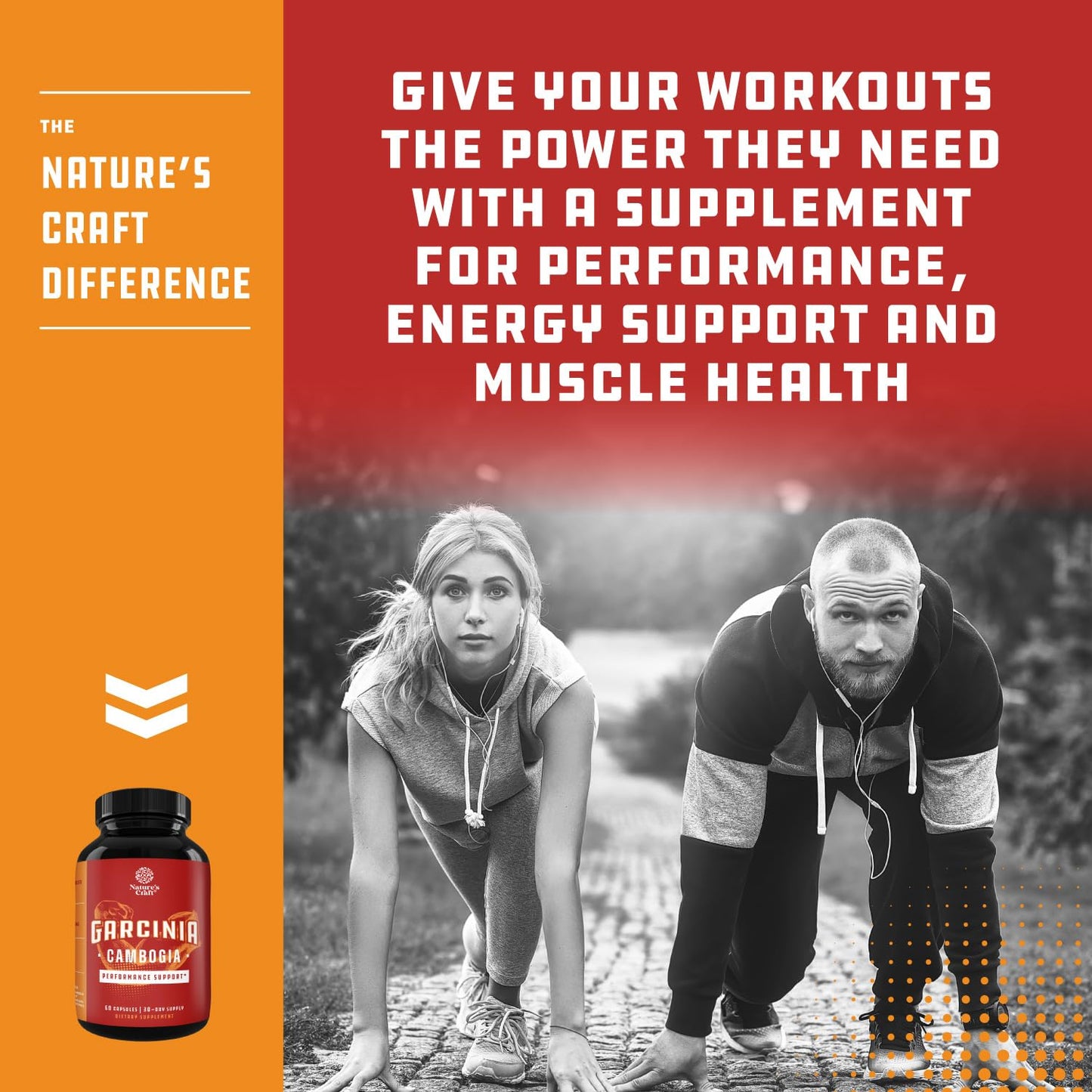 Natures Craft Garcinia Cambogia Extract Capsules with 60% HCA, Non-Stimulant Weight Support Supplement with Hydroxycitric Acid & Chromium for Balance, Energy & Metabolism Support, 60 Count