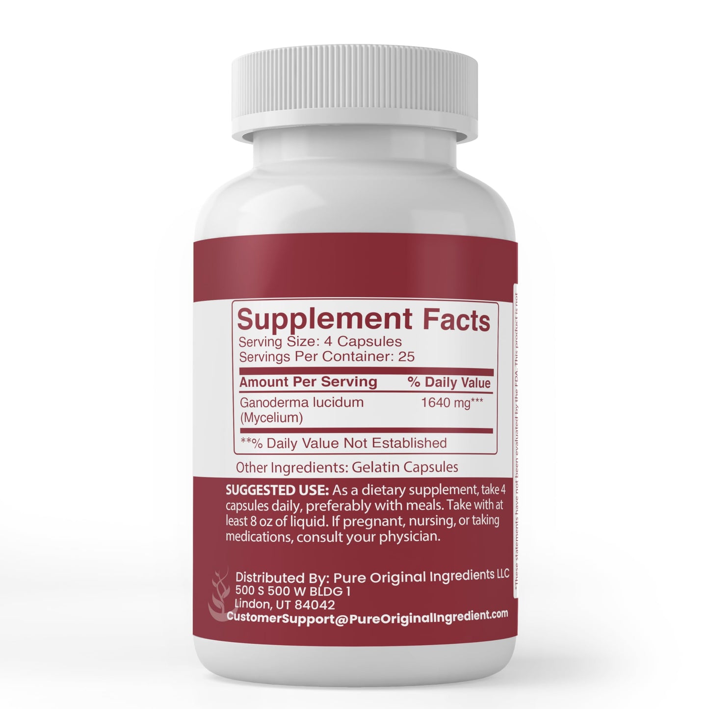 Pure Original Ingredients Reishi Mushroom Capsules, 100 Capsules