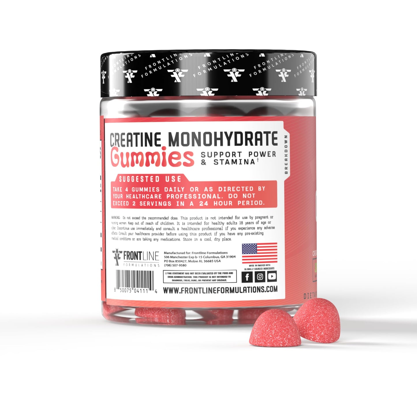 FRONTLINE FORMULATIONS Creatine Monohydrate Gummies, 120 Gummies