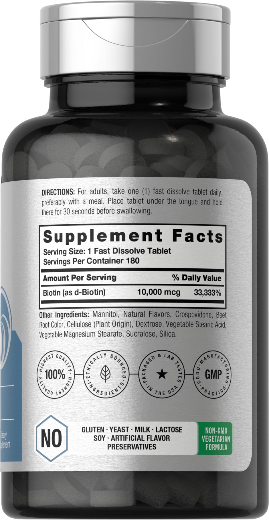 Horbäach Biotin 10000mcg Fast-Dissolve Tablets, 180 Tablets
