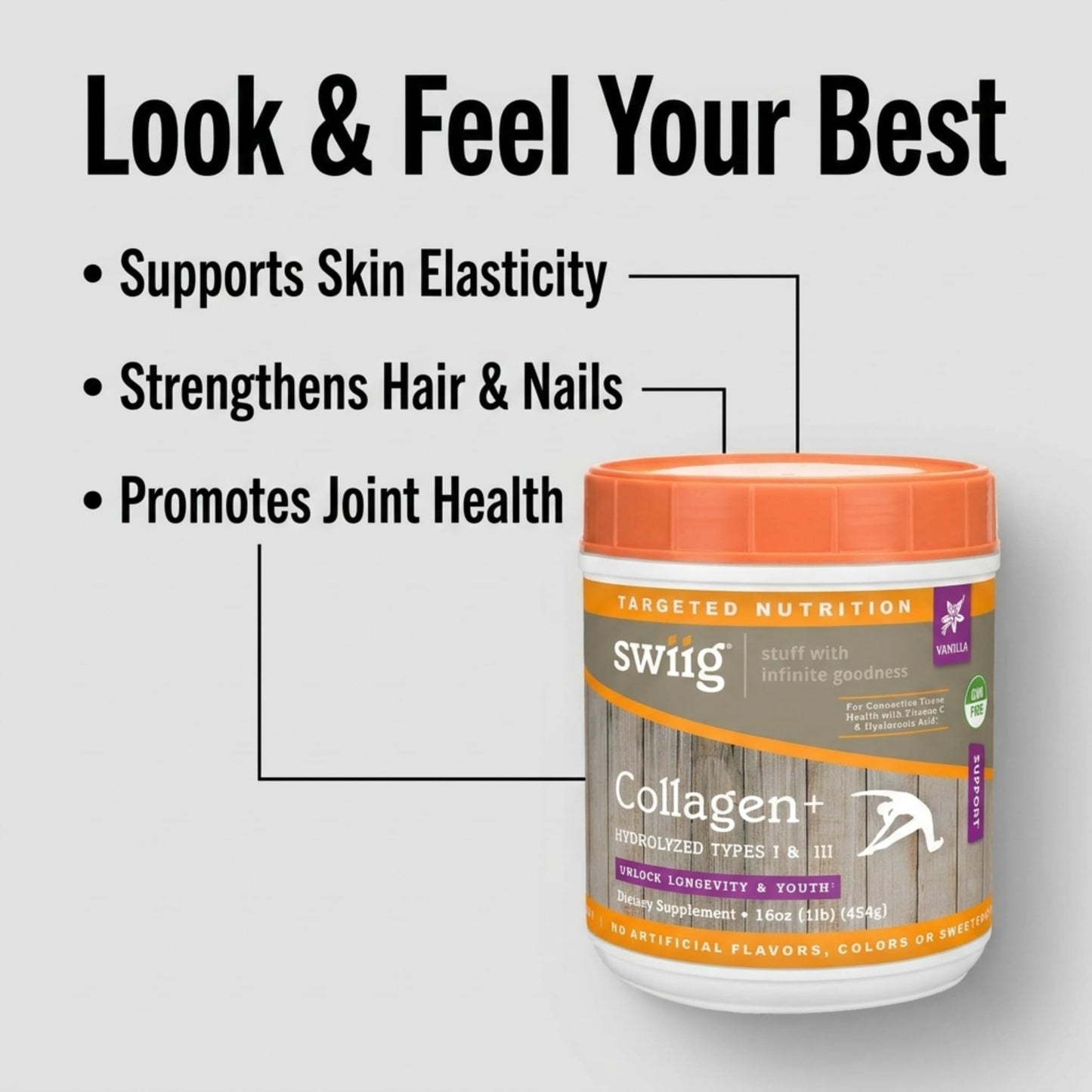 swiig Vanilla Collagen+ Protein Powder 16