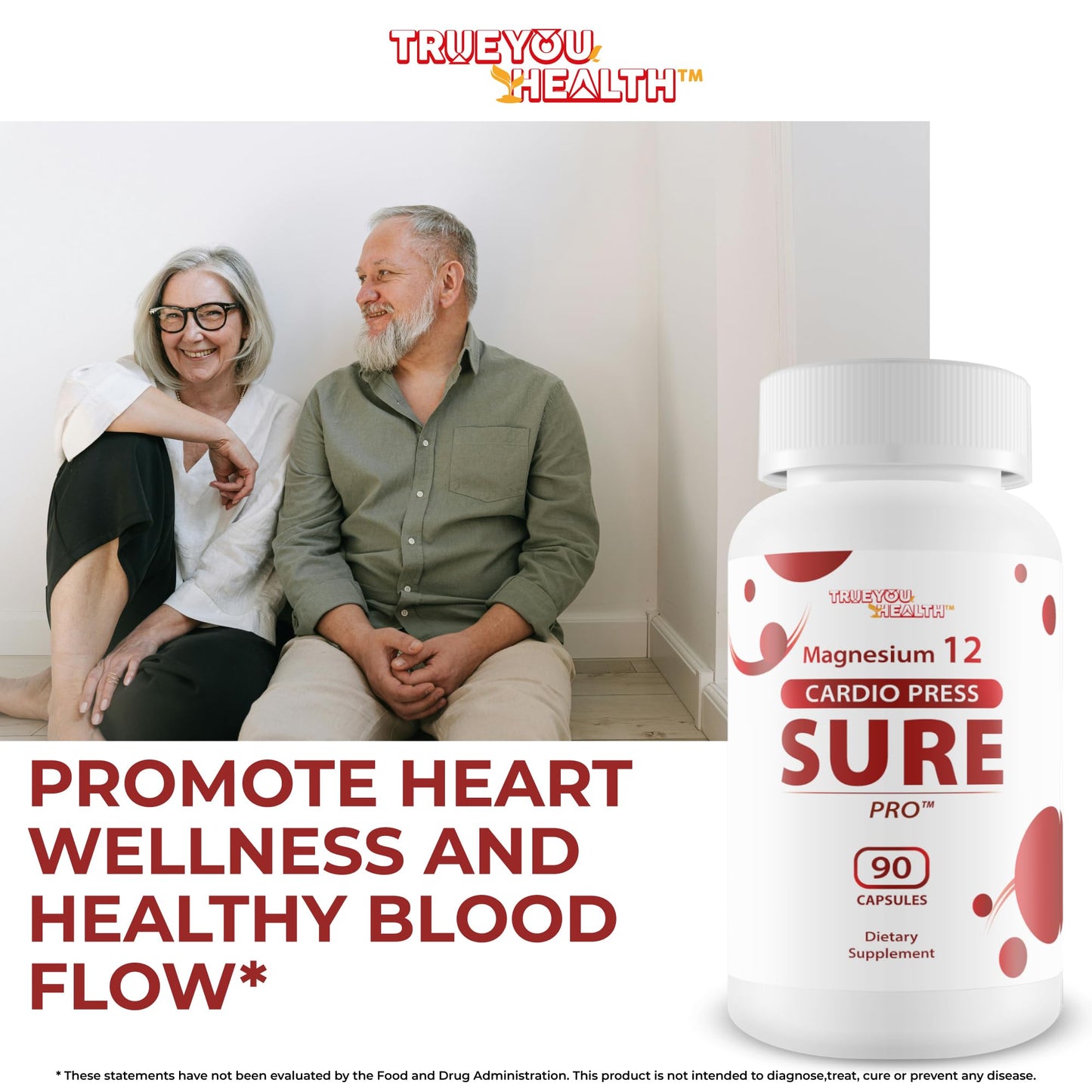 True You Health Magnesium 12 Cardio Press Sure Pro Capsules 90 Count