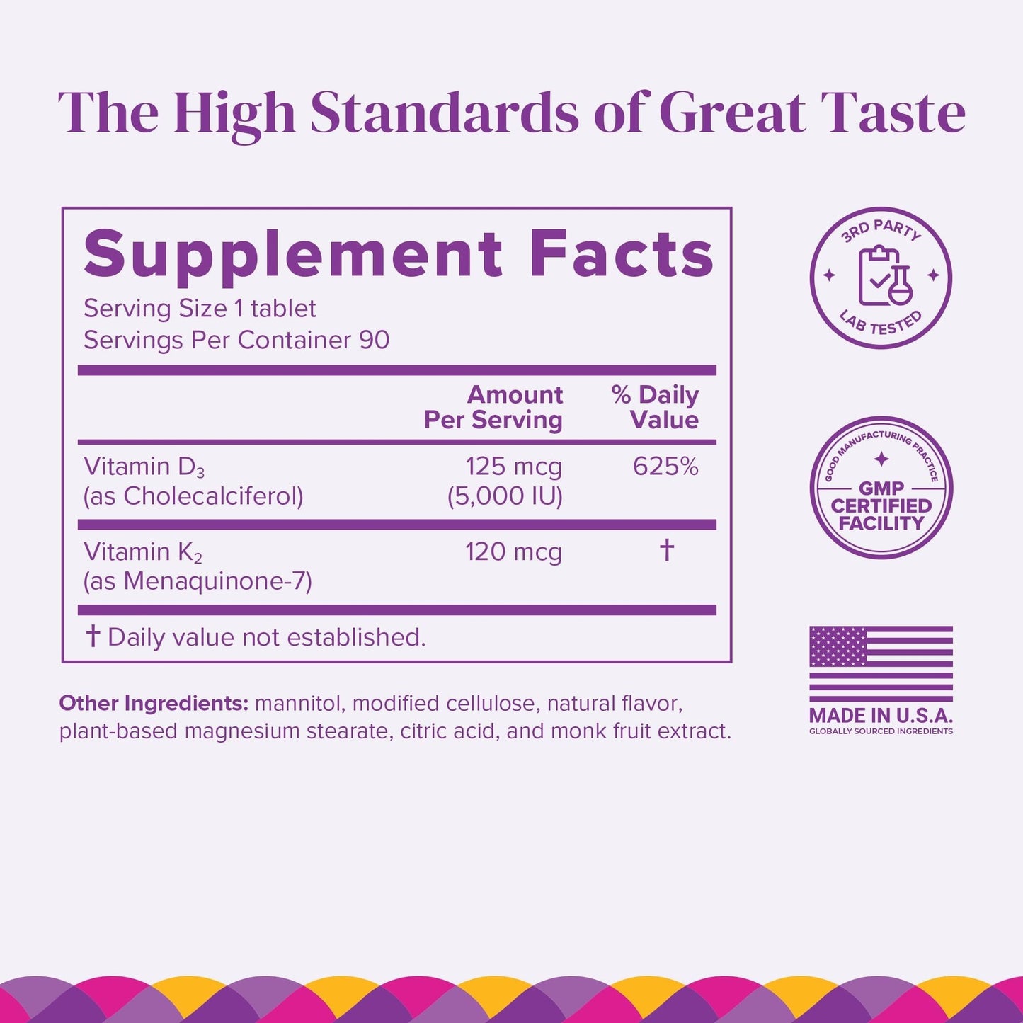 BariMelts Vitamin D3 K2 Fast-Dissolving 180 Tablets