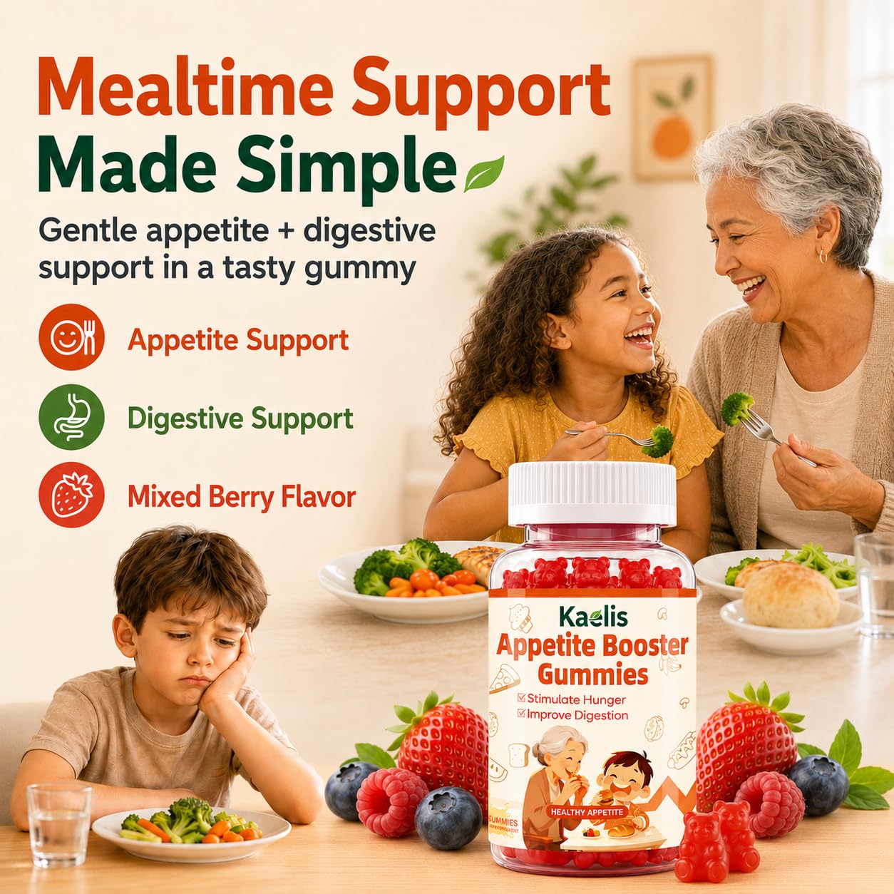 Kaelis Appetite Booster Gummies for Adults, Gummy, 60 Count