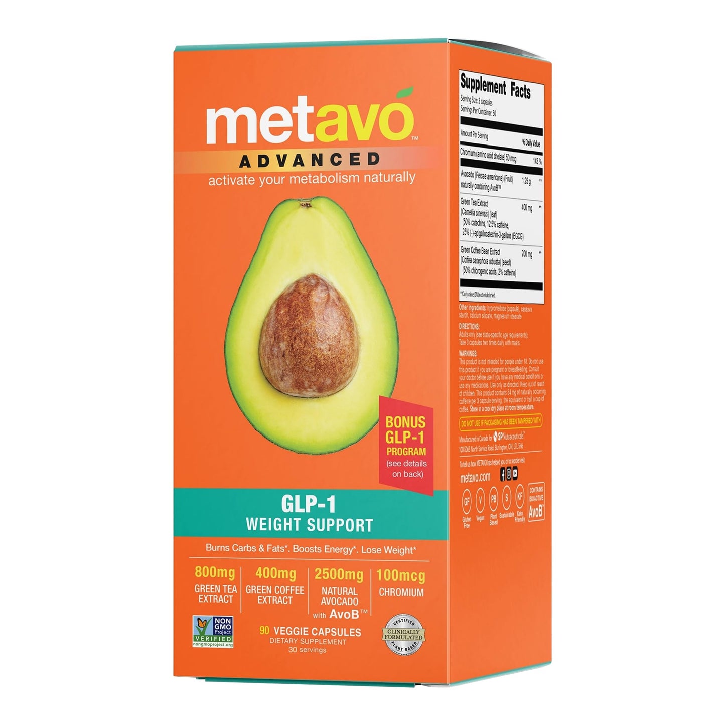 Metavo Advanced Weight Support Natural Diet Supplements 90 Capsules